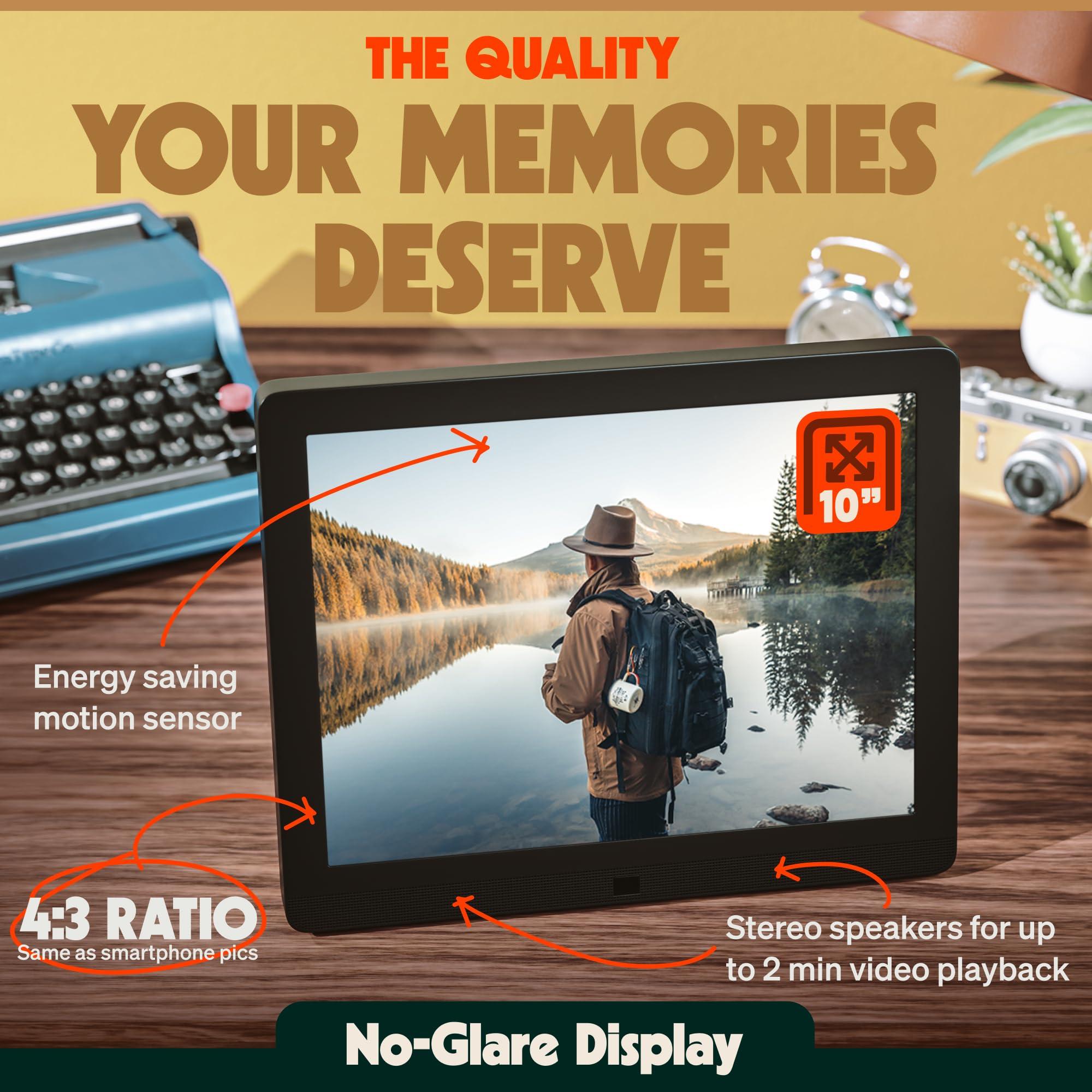 Pix Star PixStar 10 inch Digital Frame WiFi | Free Unlimited Cloud Storage | Motion Sensor | Highly giftable for Grandparents | IPS Display | Easy Setup Digital Photo Frame | Electronic Picture Frame