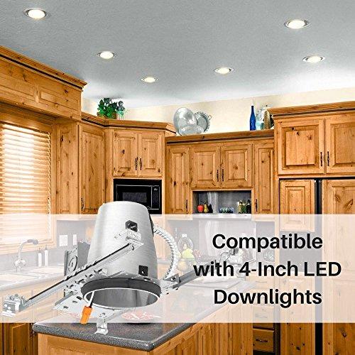Four-Bros Lighting 6 Pieces 4" New Construction LED Can Air Tight IC Housing LED Recessed Lighting
