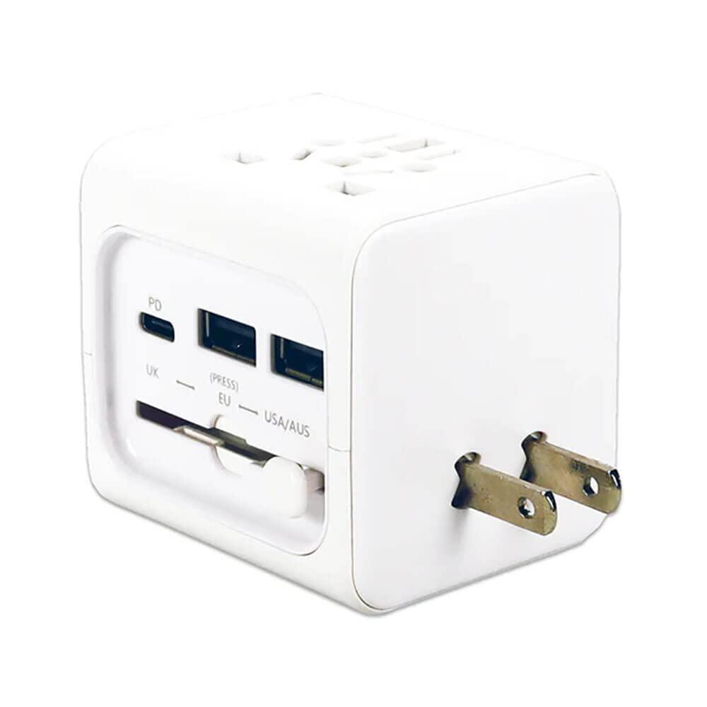 QVS Qvs PA-C5 Priumum World Travel Pwr Adapt Adap W/ Usb-c & Dual-usb Charger Ports