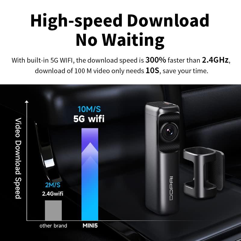 ddpai DDPAI Dash Cam 4K Front 3840x2160, Built in 5G WiFi GPS, 64G Storage Car Dash Camera, No Need Extra SD Card, Sony IMX 415 STARVIS Sensor, Night Vision,G-Sensor, Loop Recording, AR Technology Mini5