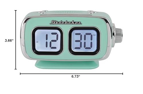 Studebaker Studebaker Large Display LCD AM/FM Retro Clock Radio USB Bluetooth Aux-in Bedroom Kitchen Counter Small Footprint (Teal)