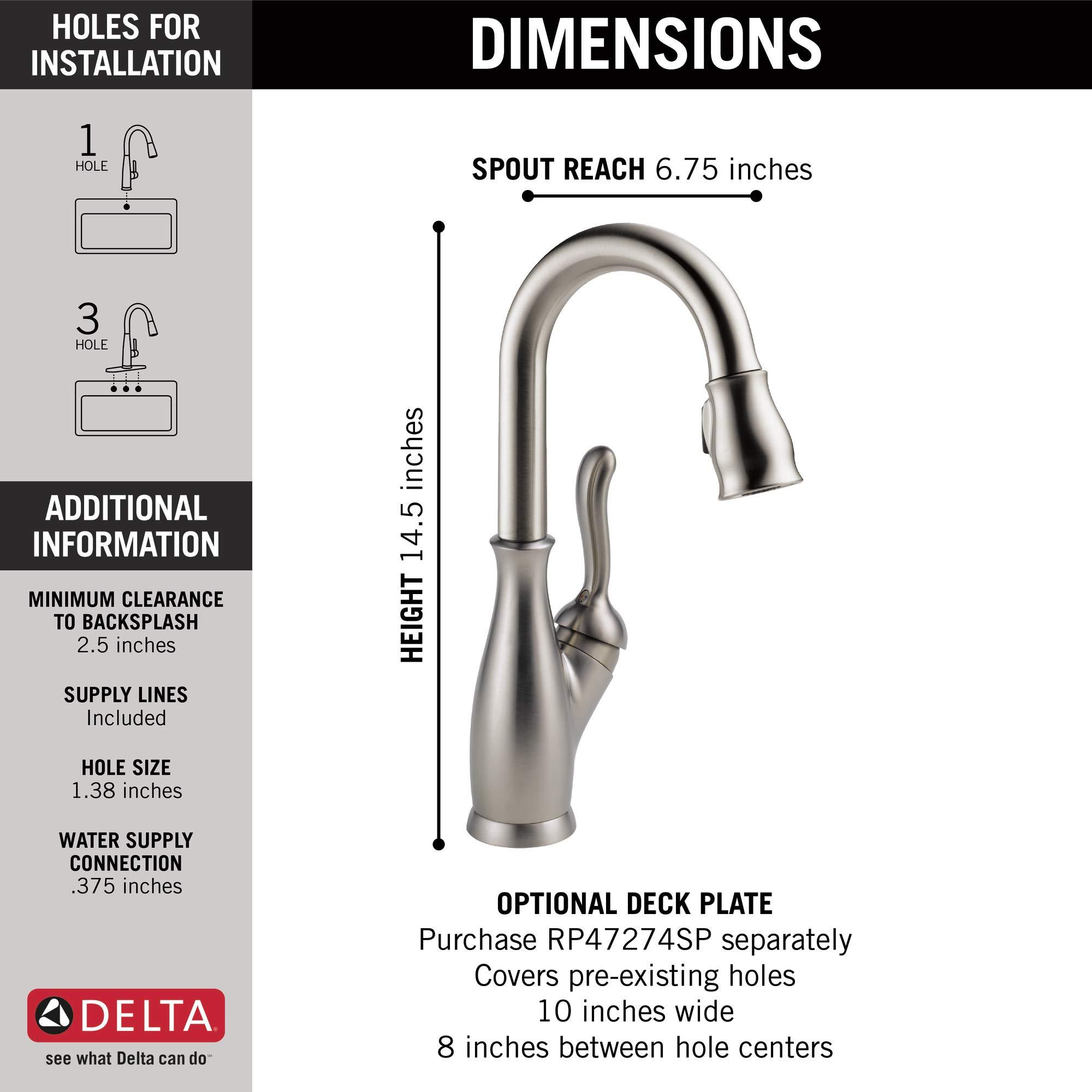 DELTA FAUCET DELTA 9678-SP-DST Leland Bar Faucet, SpotShield Stainless