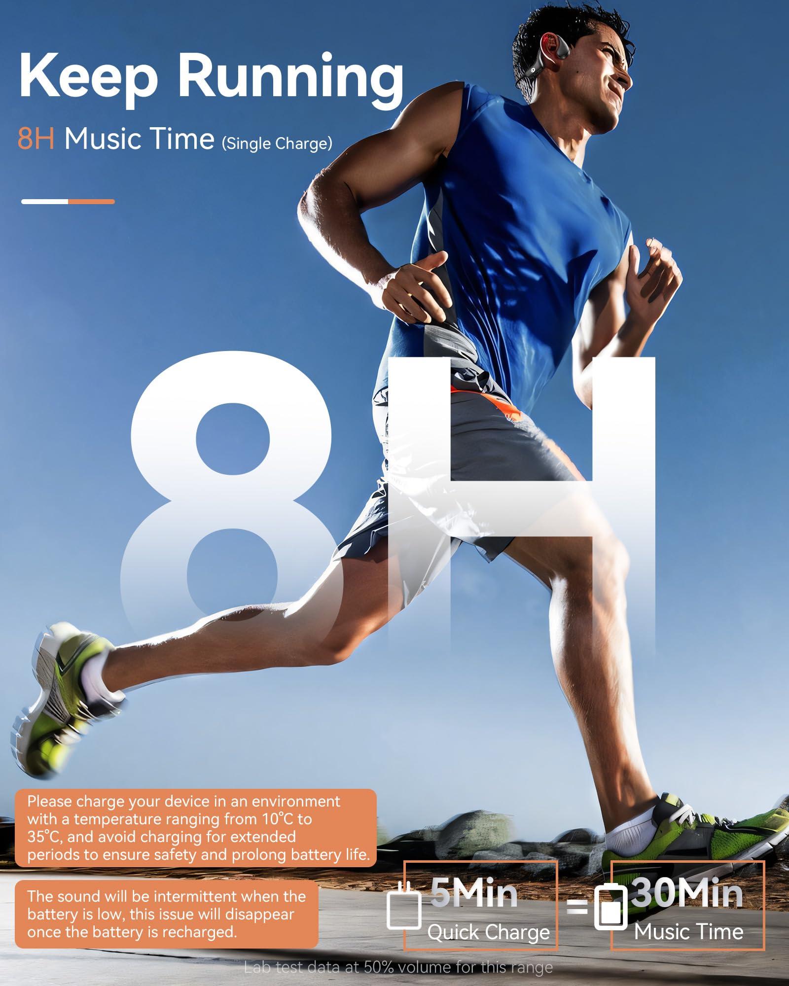 DEMICEA DEMICEA Open Ear Sport Headphones, Wireless Bone Conduction Earphones, Built-in 32GB MP3,with Mic, IP68, Sweat & Water Resistant, Up to 8 Hours Battery, Bluetooth 5.3,for Running,Workouts