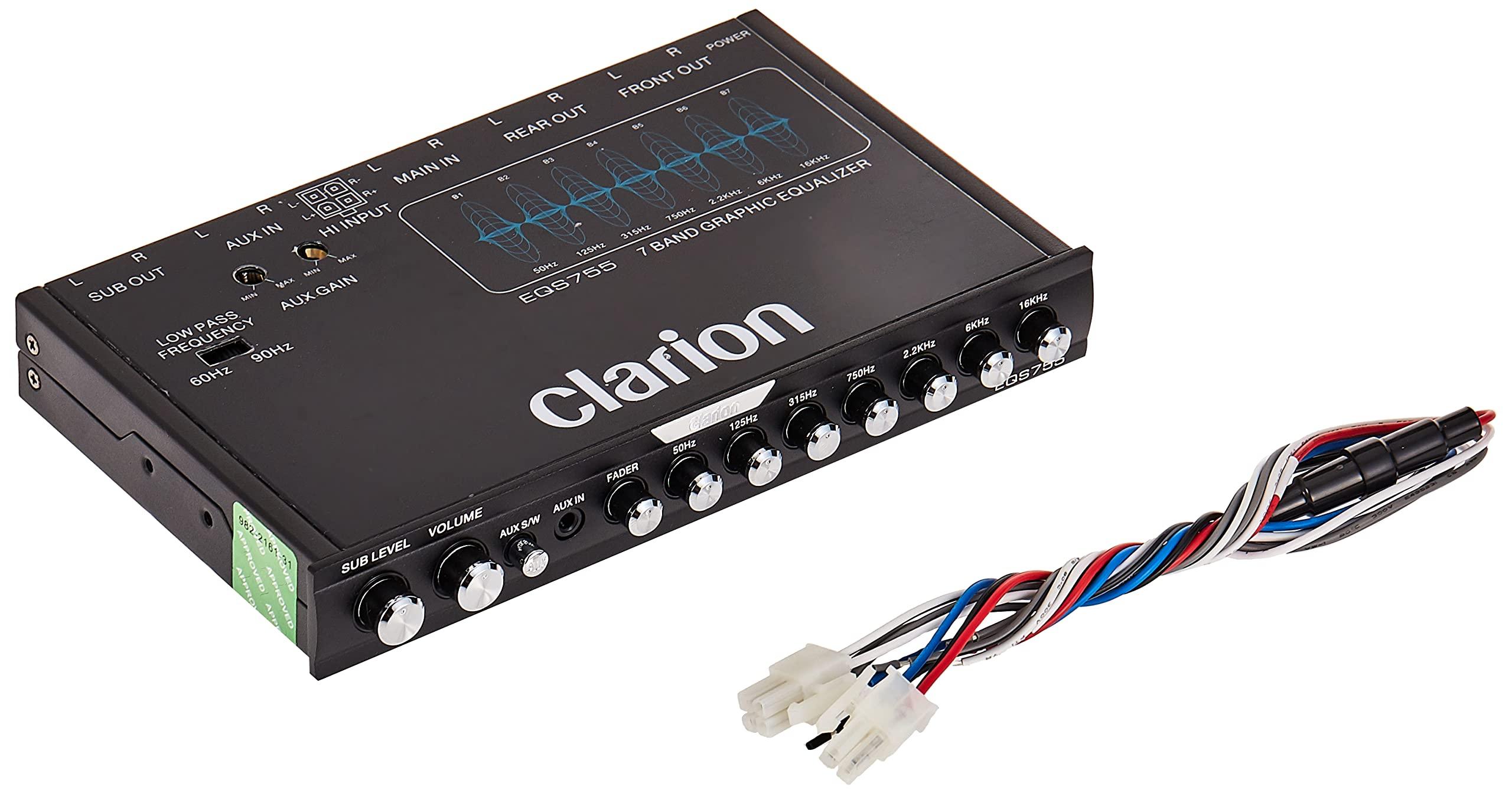 Clarion Clarion EQS755 7-Band Car Audio Graphic Equalizer with Front 3.5mm Auxiliary Input, Rear RCA Auxiliary Input and High Level Speaker Inputs, BLACK