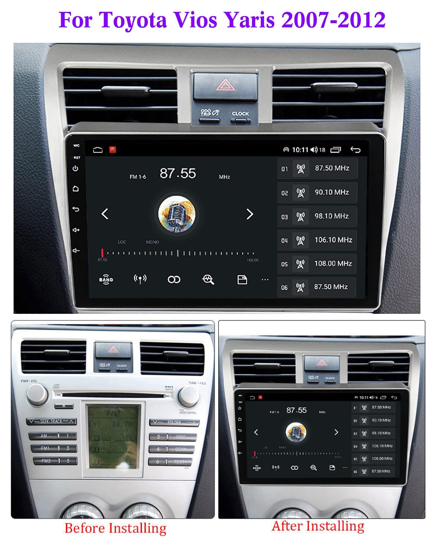 Charmstep 9\" Android Car Radio Navigation GPS for Toyota Vios Yaris 2007-2012 Car Stereo Multimedia Player Support Carplay/Bluetooth/WiFi/Mirror Link/Steering Wheel Control+Backup Camera,M400s/4+64g
