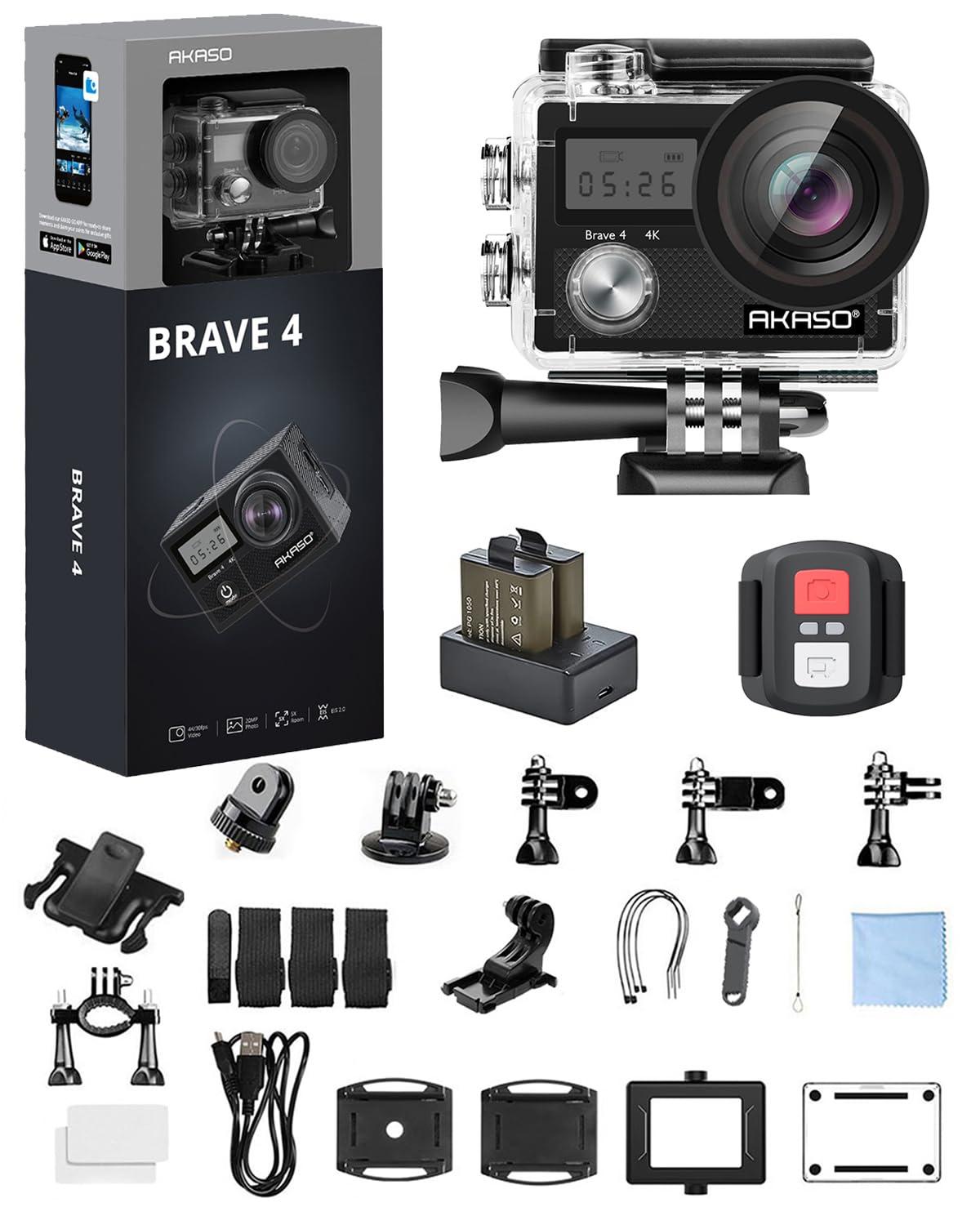 AKASO AKASO Brave 4 Action Camera 4K 30fps Ultra HD WiFi Sport Cameras with Waterproof Floating Hand Grip Bundle