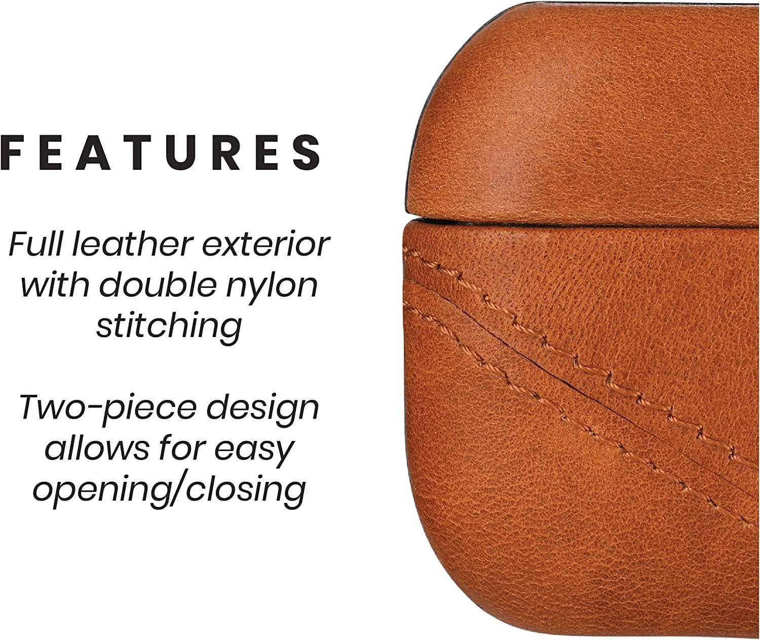 Bullstrap Bullstrap Premium Leather Case Compatible with Apple AirPods 3, Wireless Charging, Two-Piece Design (Sienna)