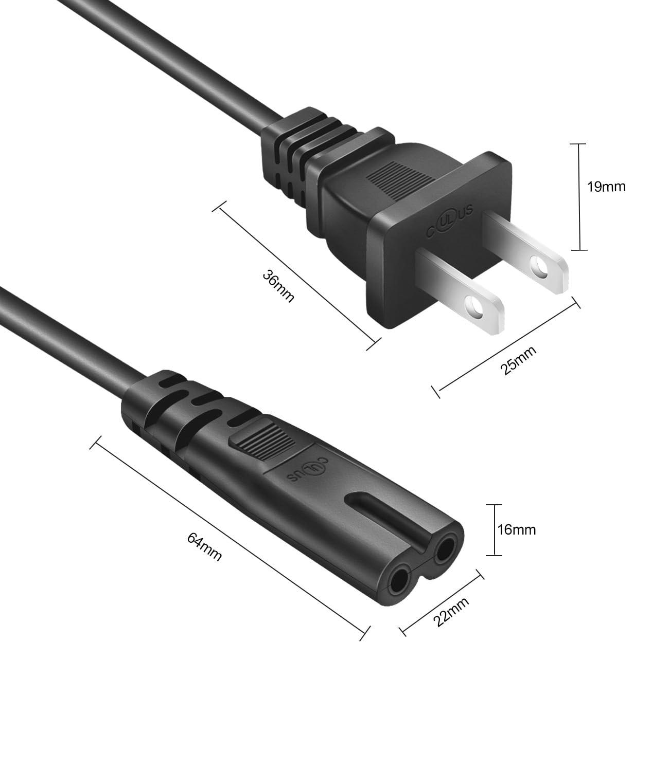 LitStar AC Power Cord for JBL PartyBox 310 110 300 710 100 200 1000 On-The-Go Speaker JBL Soundbar 2.1 3.1 5.1 9.1 Replacement 2 Prong Charger (10 Feet)