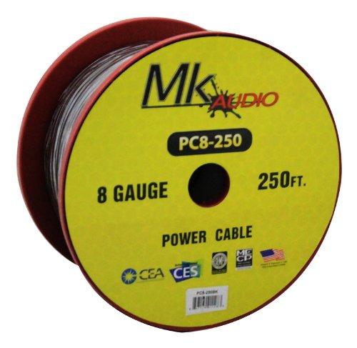 MK Audio Mk Audio PC8-250BK 8 Gauge Spool Multi-Strand 250 Feet Power Wire Cable (Black)