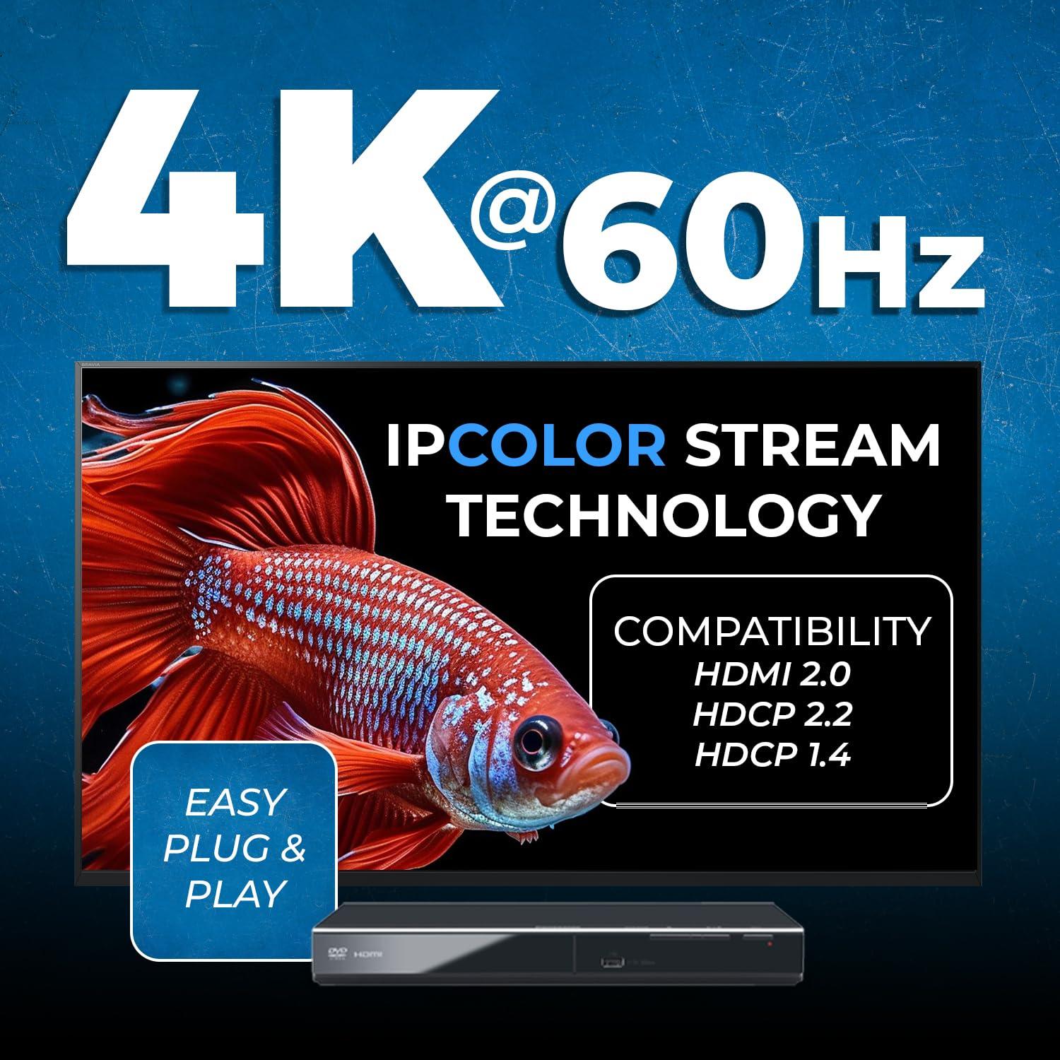OREI 4K HDMI Extender Over IP CAT6 by OREI 4K@60Hz One to Many Upto 330 Feet, Loop Out - Send to Multiple Locaiton Over 1G Switch (UHD-EXM500-K)