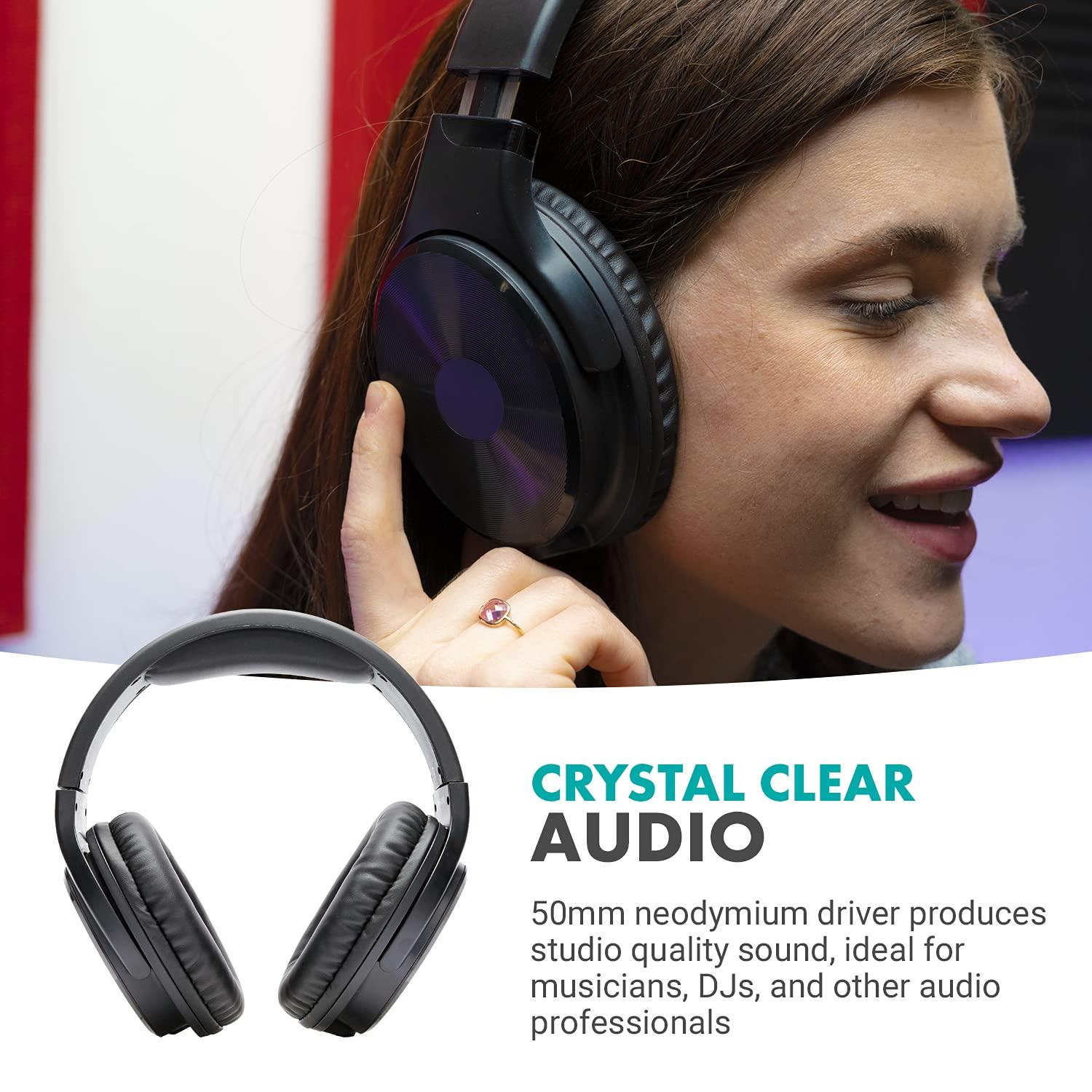 Movo Movo MH-100 Hi-Fi Studio Headphones with Microphone - Wired Over Ear Headphones for Gaming and Music with 3.5mm and 6.35mm Input - Comfortable Headphones with Mic - Perfect Podcast Headphones for PC