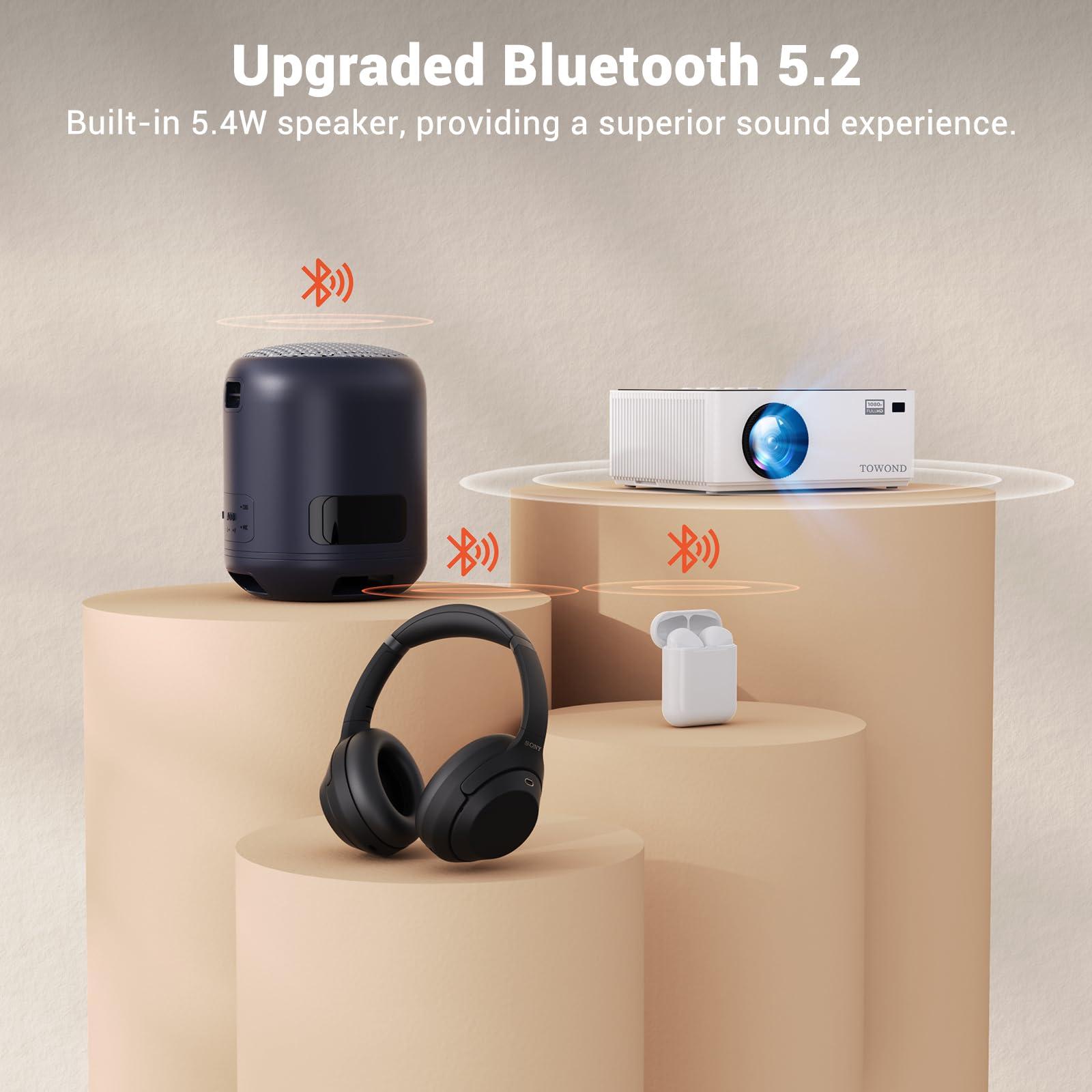 TOWOND Projector and Screen Outdoor Combo, Towond 120 inch Projection Screen with Stand Wrinkle-Free Foldable with Carry Bag, Mini Projector with Android TV 11.0 1080P Movie Projector with WiFi and Bluetooth