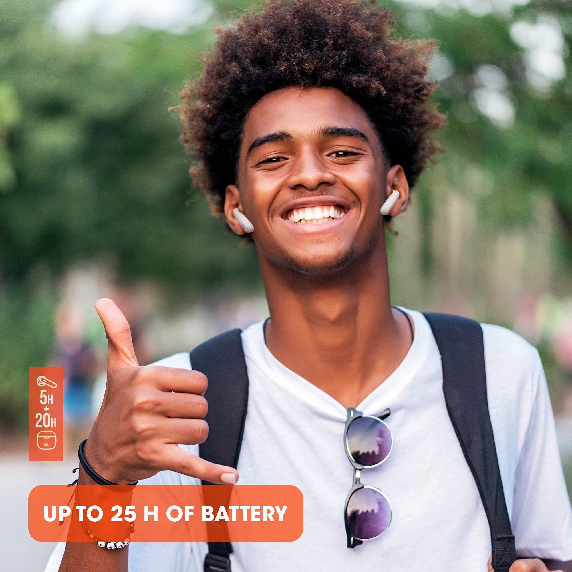 JBL JBL Tune 225TWS True Wireless Earbud Headphones - JBL Pure Bass Sound, Bluetooth, 25H Battery, Dual Connect, Native Voice Assistant (White) (Renewed)