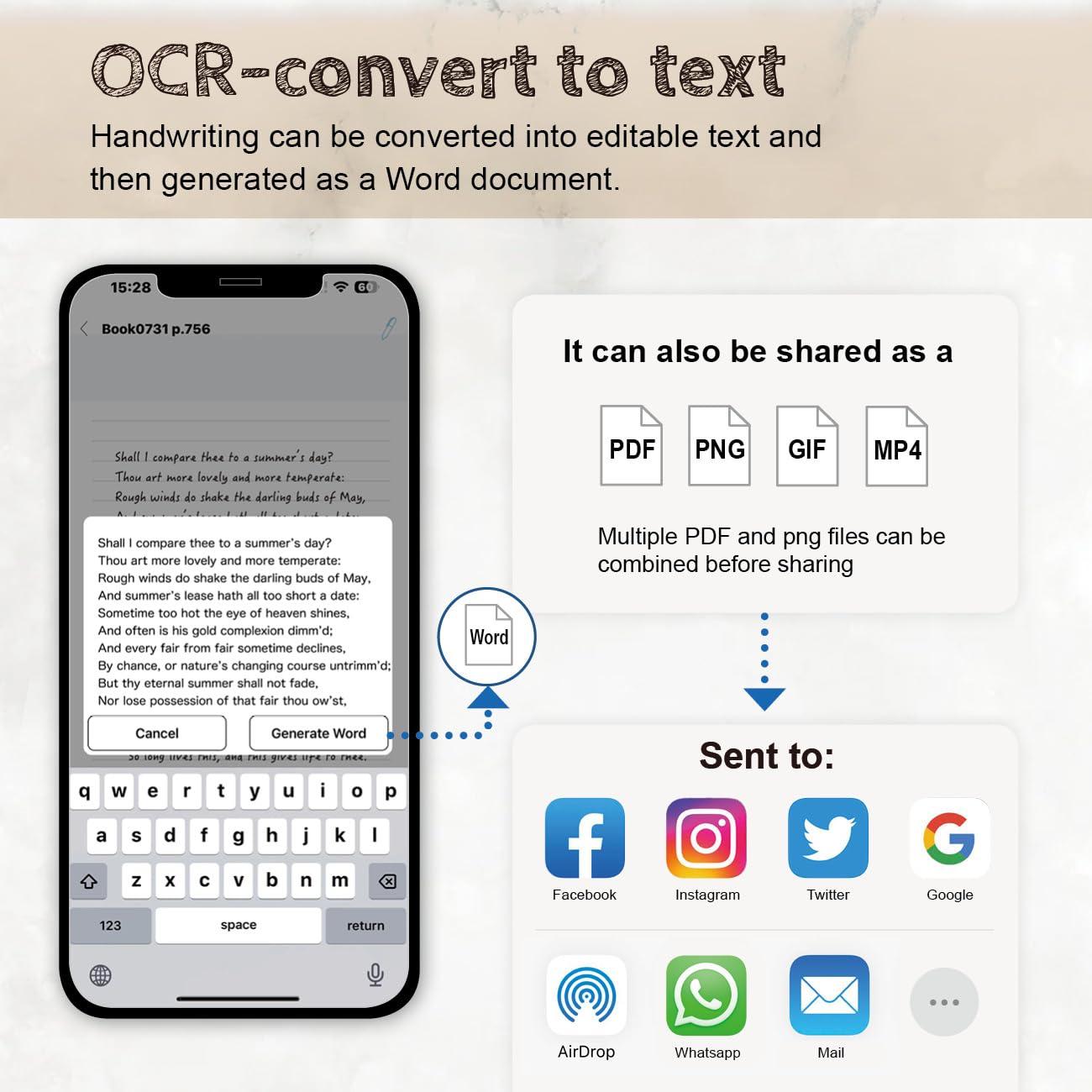 Ophayapen Ophayapen Digital Smart Pen+Small Notepad, Real-time Sync for Digitizing, Storing, and Sharing Paper Notes, Ideal for Note Taking, Drawing, Classroom, Meetings, Compatible with Android and iOS
