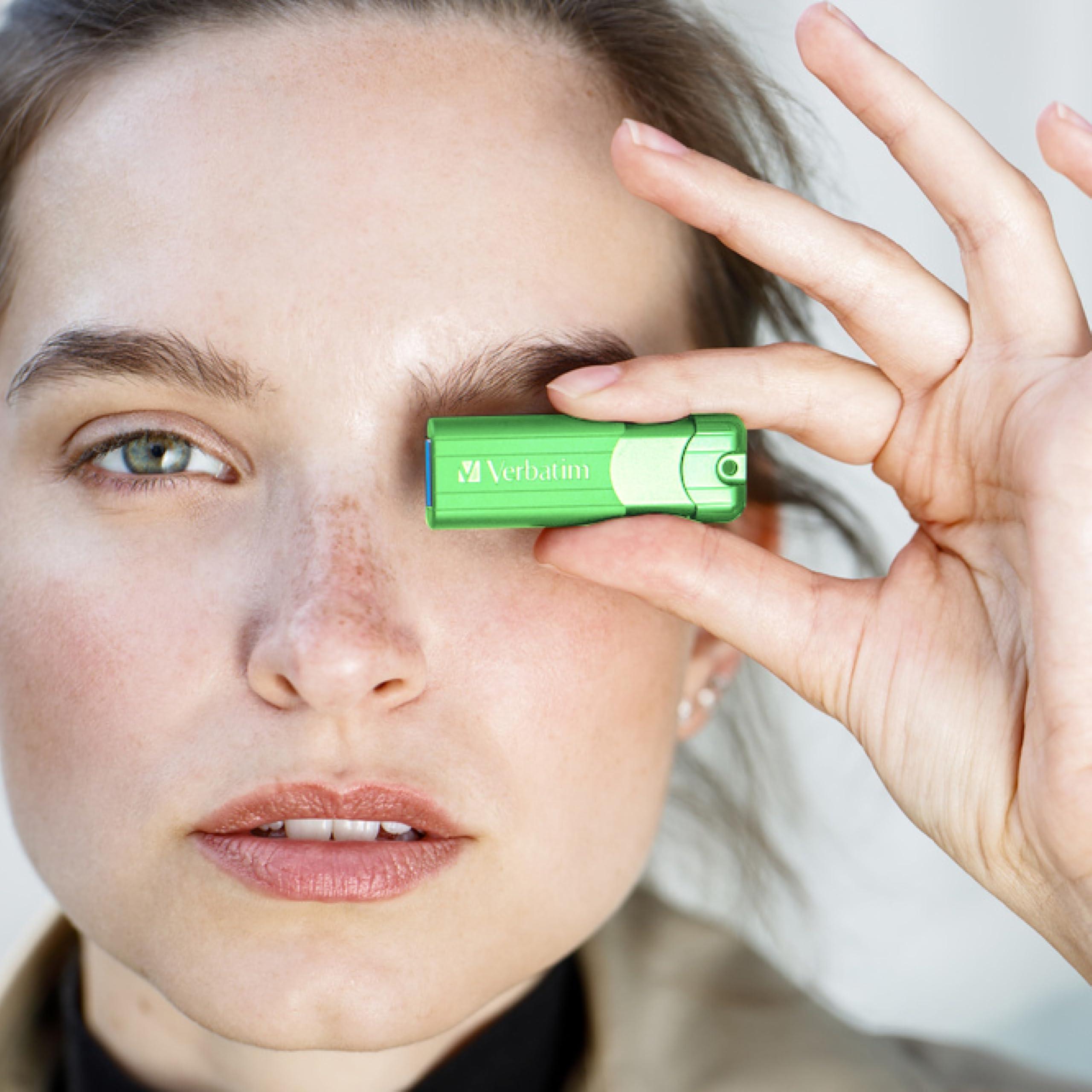 Verbatim Verbatim 32GB Pinstripe USB 3.2 Gen 1 Flash Drive Retractable Thumb Drive - 5 Pack - Multicolor (Green, Blue, Red, Purple, Cyan)