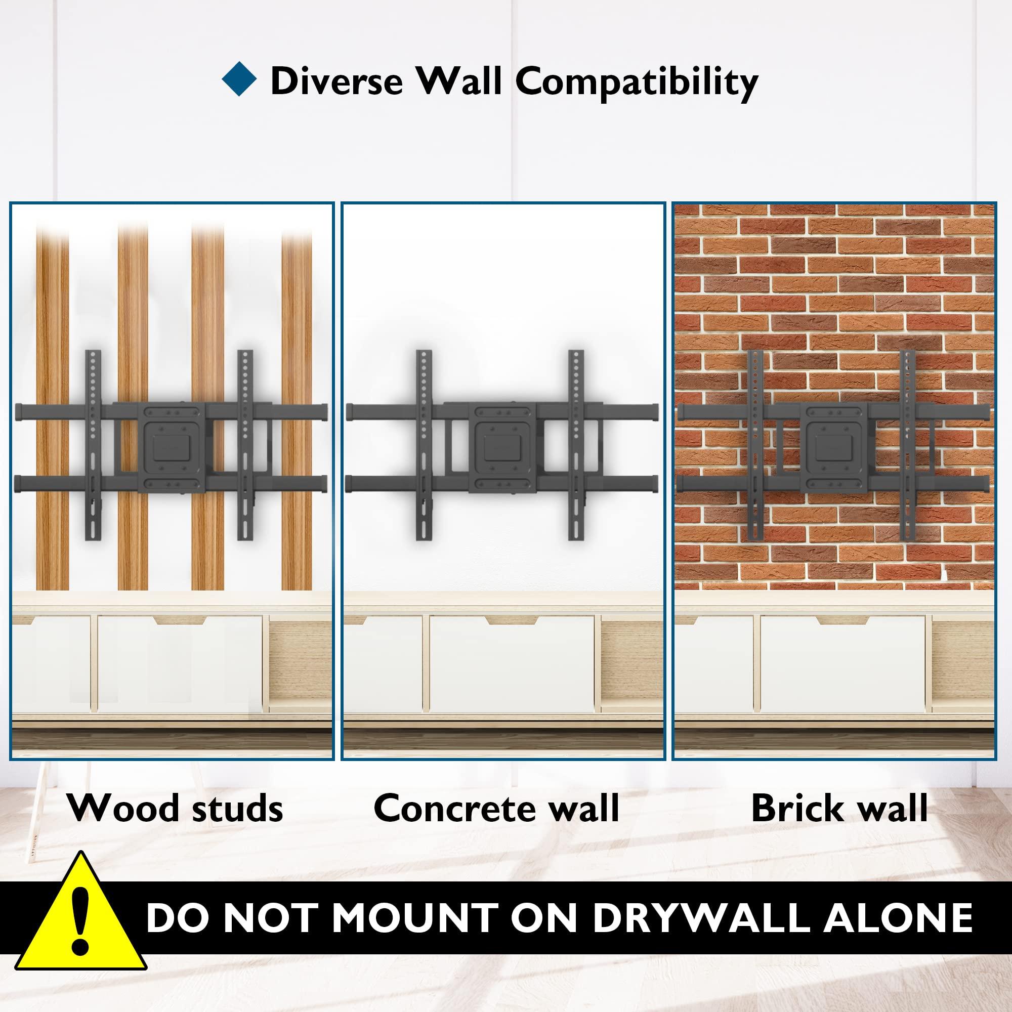 BONTEC BONTEC TV Wall Mount with Extra Long Extendable Arm for 32-75 Inch TVs, Holds Up to 132lbs, Full Motion Dual Arm TV Bracket with Tilt, Swivel, Level Adjustment, Max VESA 600x400mm, Wide Compatibility