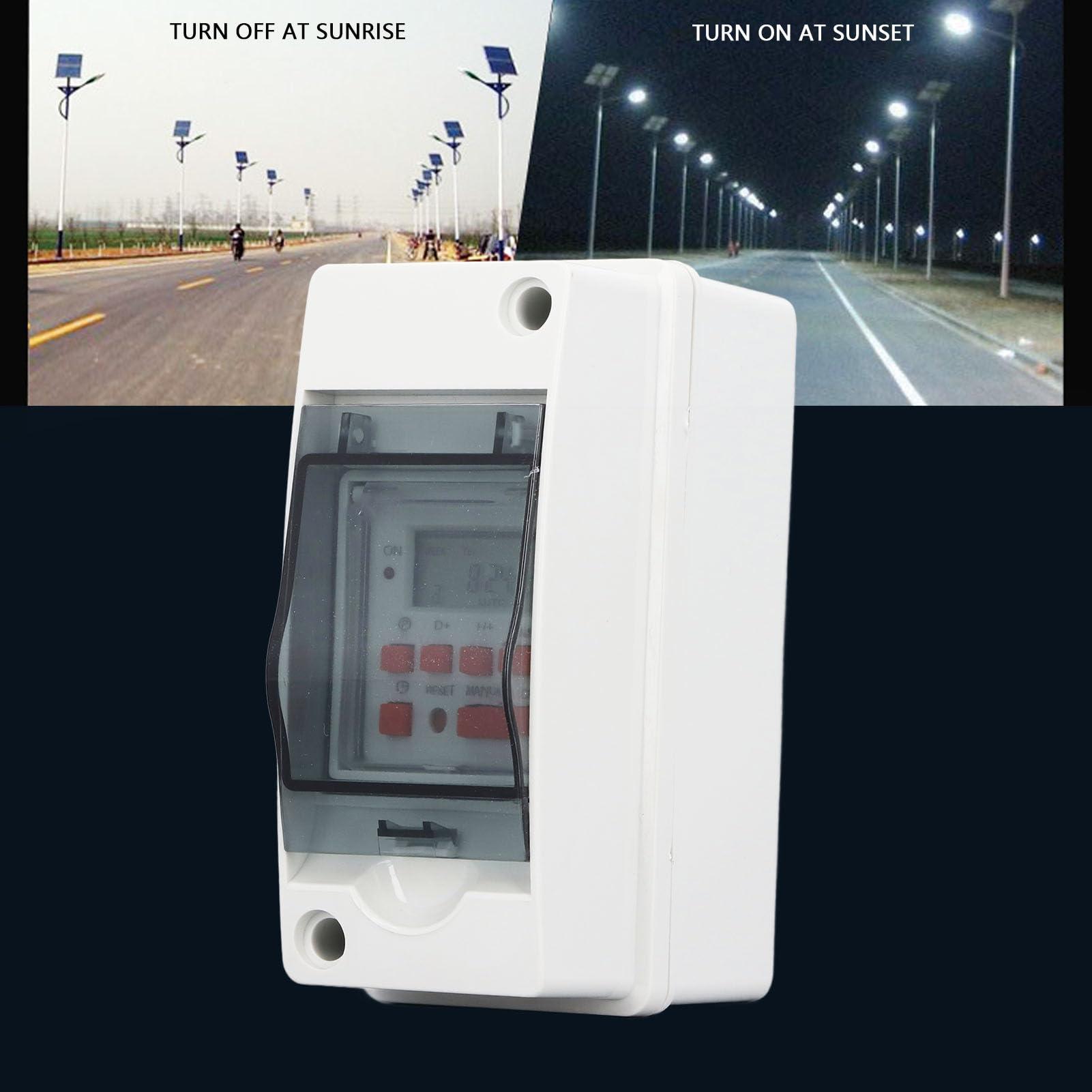 Dpofirs Programmable Digital Timer Switch for Pool Pumps, Heaters, Filters, 7-Day 28 ONOFF Timer Settings, AC85-265V LCD Display Digital Timer Switch with Waterproof Box