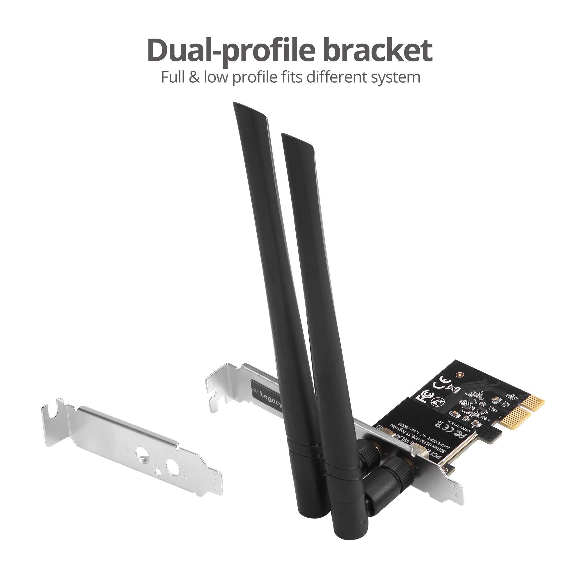 SIIG SIIG Wireless 2T2R Dual Band WiFi Ethernet PCIe Card -AC1200, WiFi Network PCIe Card,PCIe 2.0 x1 to 2T2R 2.4G/5G Dual Band Wireless,802.11ac,RTL8812AE,for 32/64bit Windows 10/8.1/7,LB-WR0011-S1