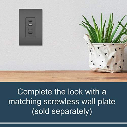 Pass & Seymour Legrand radiant TM8USB4BKCC6 Decorator Outlet Quad USB Charger, 4.2 Amp Multi Port Charging Station, Black (1 Count)