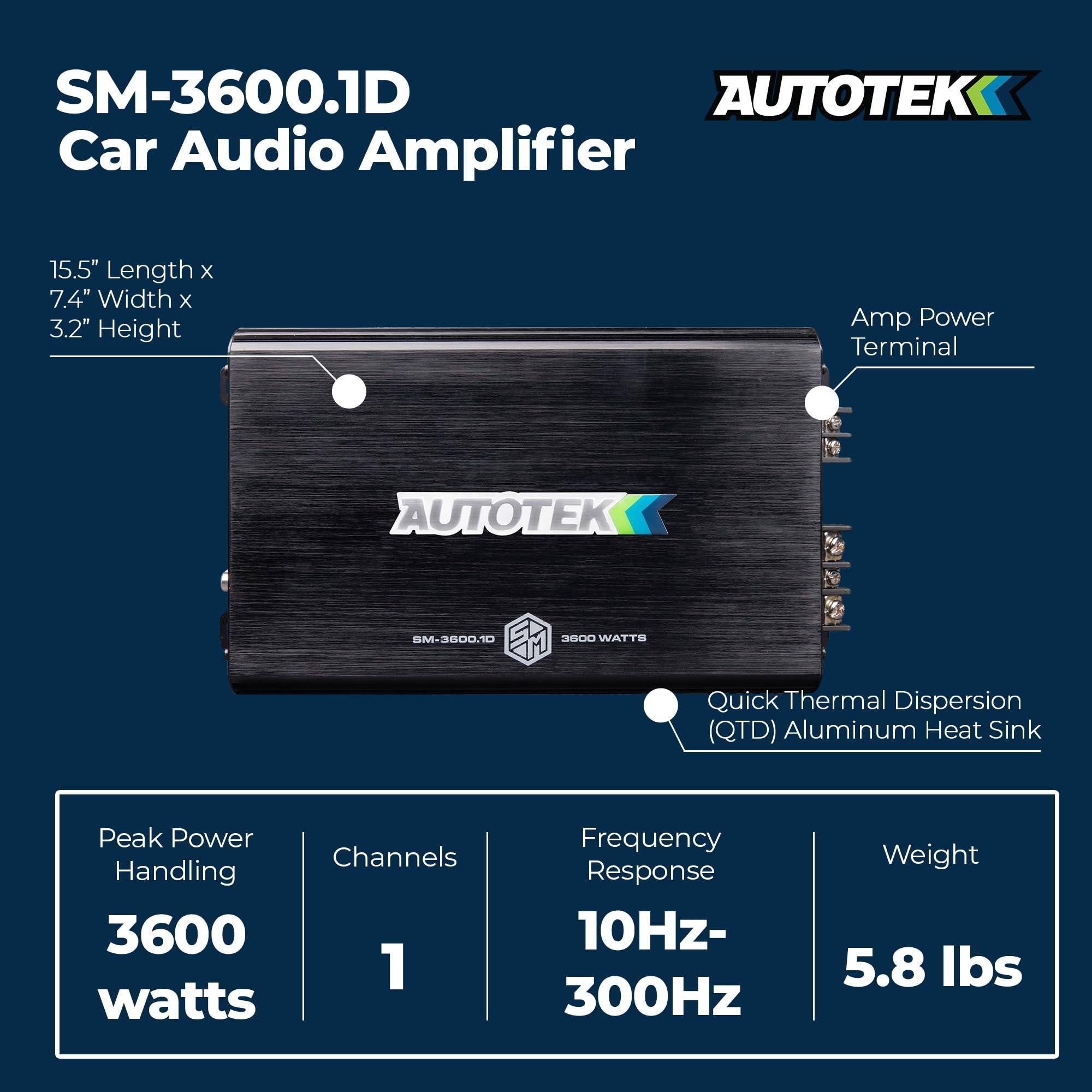 Autotek Autotek 3000 Watt 2 Channel Car Audio Amplifier, Street Machine SM-3000.2D, Black