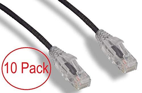 RiteAV RiteAV - Ultra Slim, Fluke Tested Cat 6A High Density Network Ethernet Cable - Black - 5ft (10 Pack)