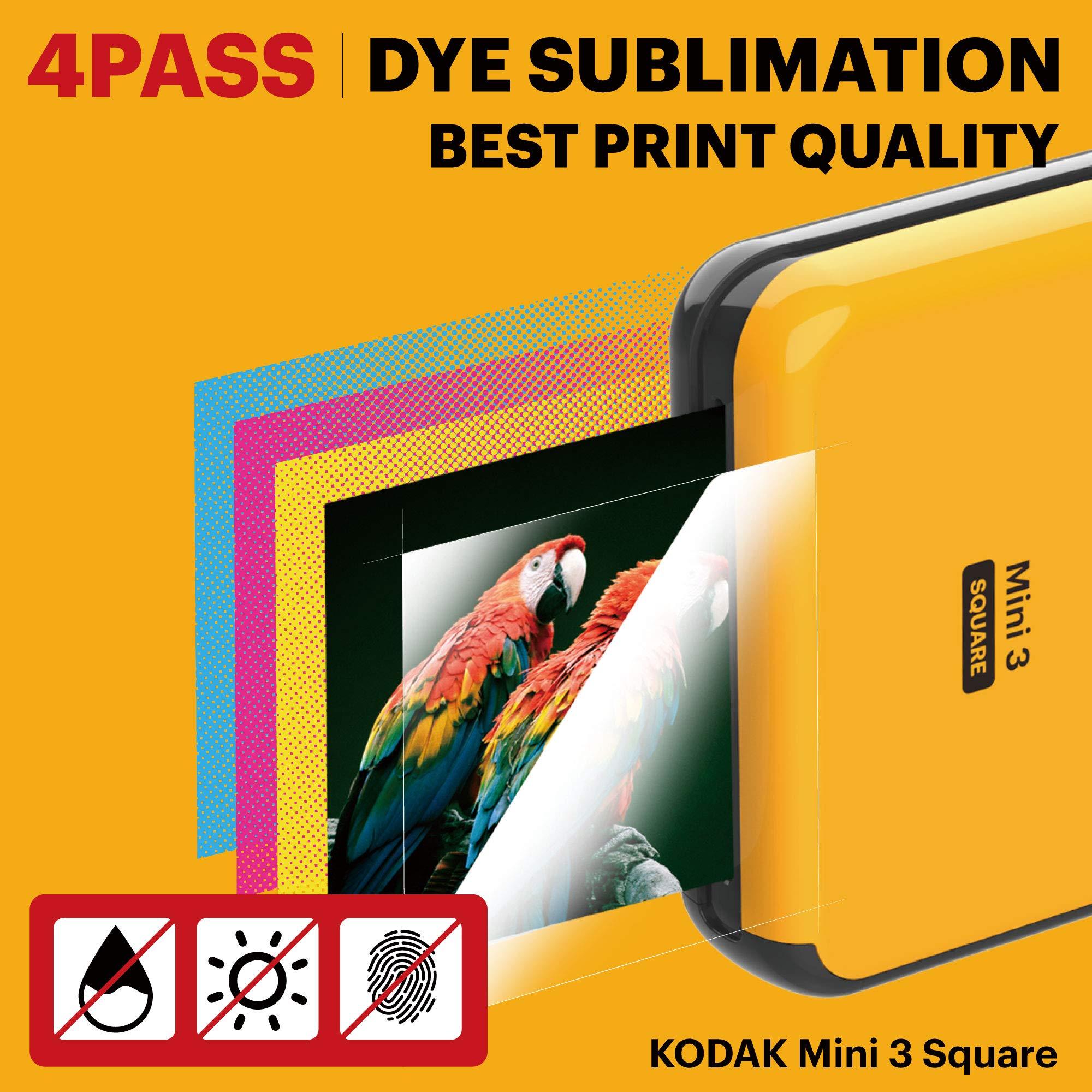 KODAK KODAK All-New Mini 3 Square Instagram Size Bluetooth Portable Photo Printer with 4PASS Technology - White