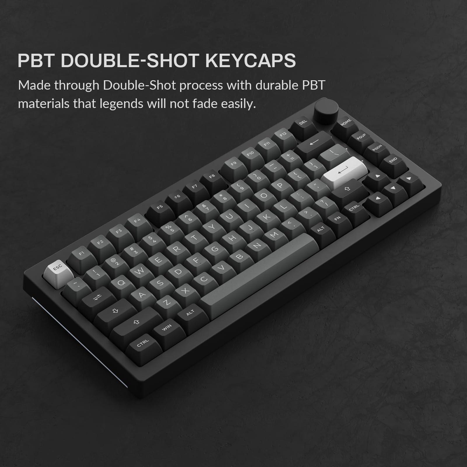 Akko Akko 5075B Plus Mechanical Keyboard 75% Percent RGB Hot-swappable Keyboard with Knob, Black & Silver Theme with PBT Double Shot ASA Profile Keycaps V3 Creamy Yellow Pro Switch