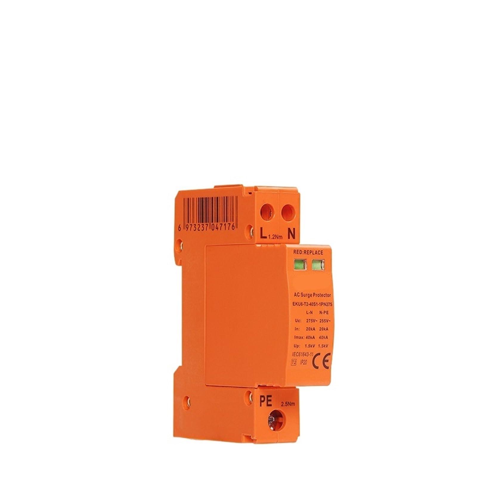 ARMOQ 1PCS SPD Household AC Surge Protector 275V Protector Lightning Arrester Protection Type T2 2P 1P+NPE 20KA~40KA EKU6