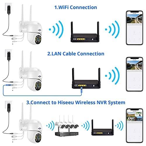 Hiseeu Hiseeu 2Pcs 5MP Security Camera PTZ Wireless Cameras Two Way Vioice Surveillance Camera Full Color Night Vision, IP66 Waterproof 24/7 Record for Outdoor Home Security Compatible Alexa