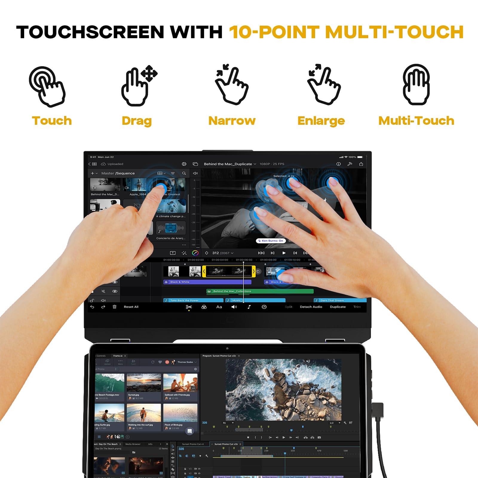 Duex New Mobile Pixels Duex Float Portable Monitor, 15.6\" Full HD IPS Dual Monitor for Laptops, USB C/HDMI Plug and Play Portable Screen,Windows/Mac/Android/Switch Compatible