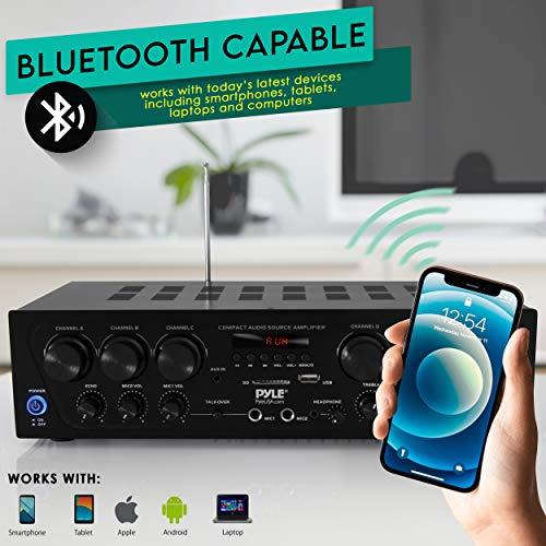 Pyle Pyle Wireless Bluetooth Home Audio Amplifier System-Upgraded 6 Channel 750 Watt Sound Power Stereo Receiver w/USB, Micro SD, Headphone,2 Microphone Input w/Echo, Talkover for PA - PTA62BT.5