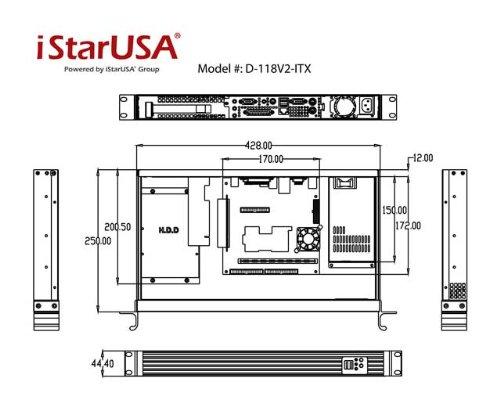 iStarUSA iStarUSA D-118V2-ITX 1U Compact Rackmount Mini-ITX Chassis with 300W PSU (TC-1U30FX8) (146358)