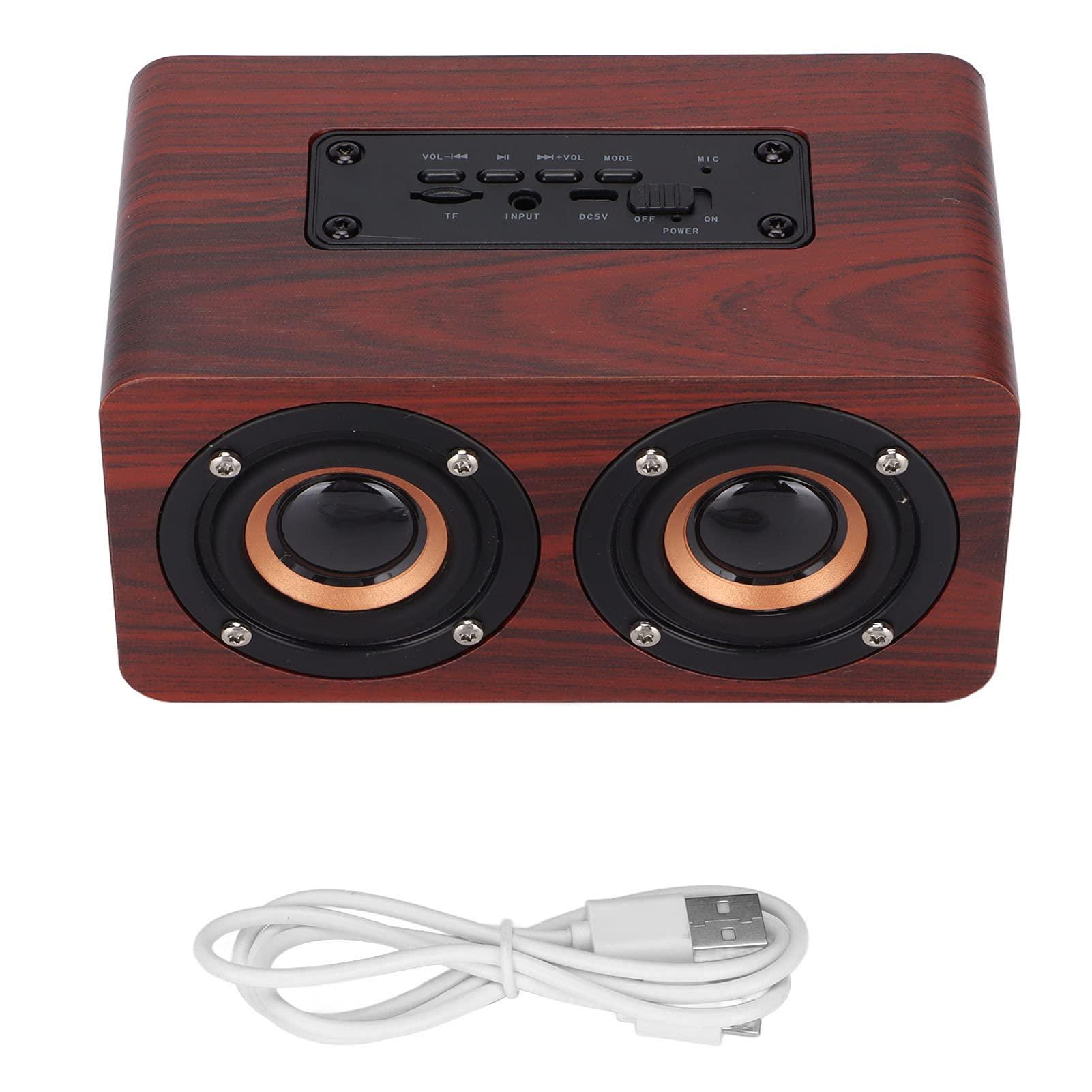 Pomya Wooden Retro Bluetooth Speaker, Vintage Decor, Old Fashion Stereo Speaker Computer Subwoofer Home Audio Speaker for Kitchen Desk Bedroom Office Party Outdoor PC Laptop (Brown Wood