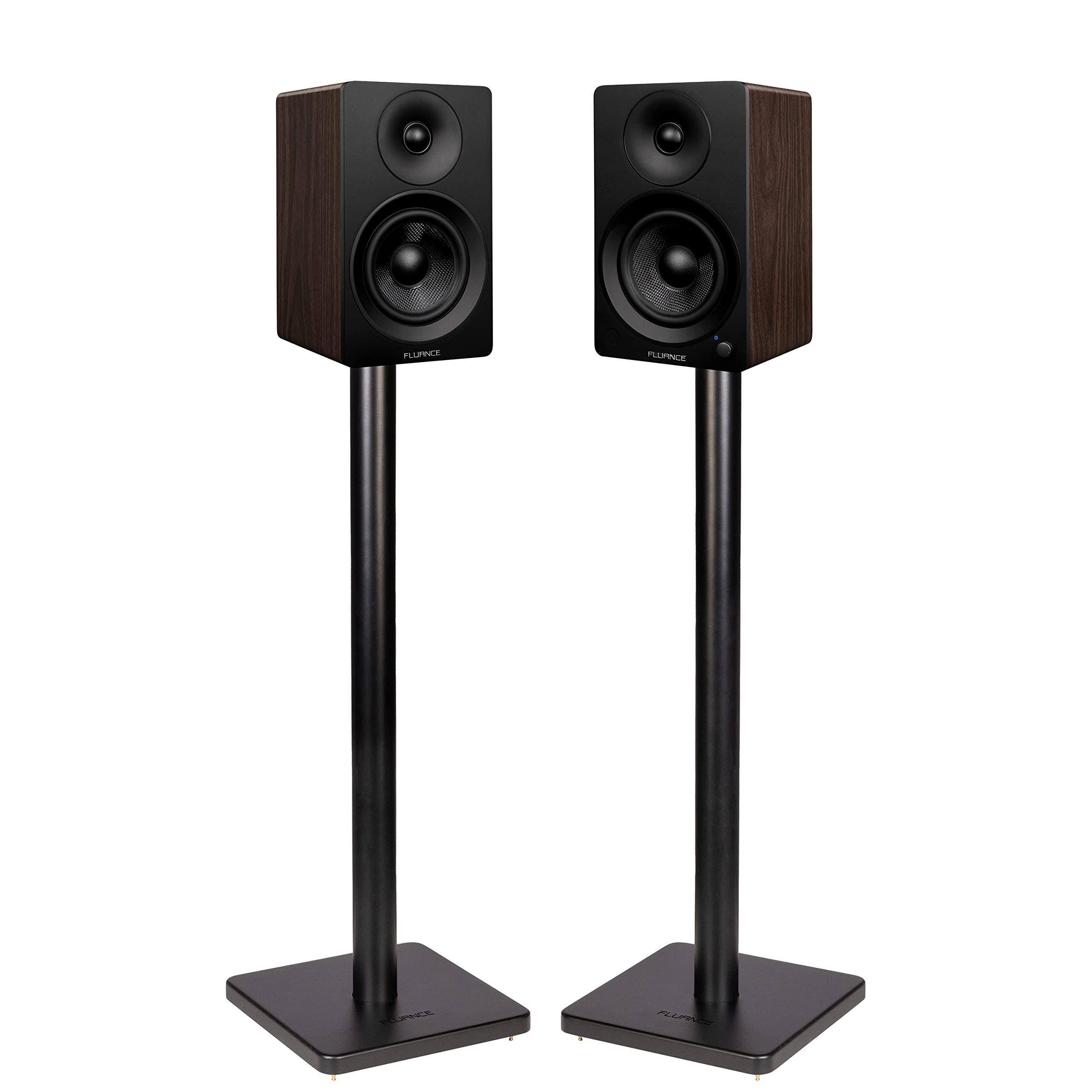 Fluance Fluance Ai41 Powered 2-Way 2.0 Stereo Bookshelf Speakers with Speaker Stands 5" Drivers 90W Amplifier for Turntable Bluetooth 5 Wireless Music Streaming with RCA Optical Subwoofer Out (Natural Walnut)