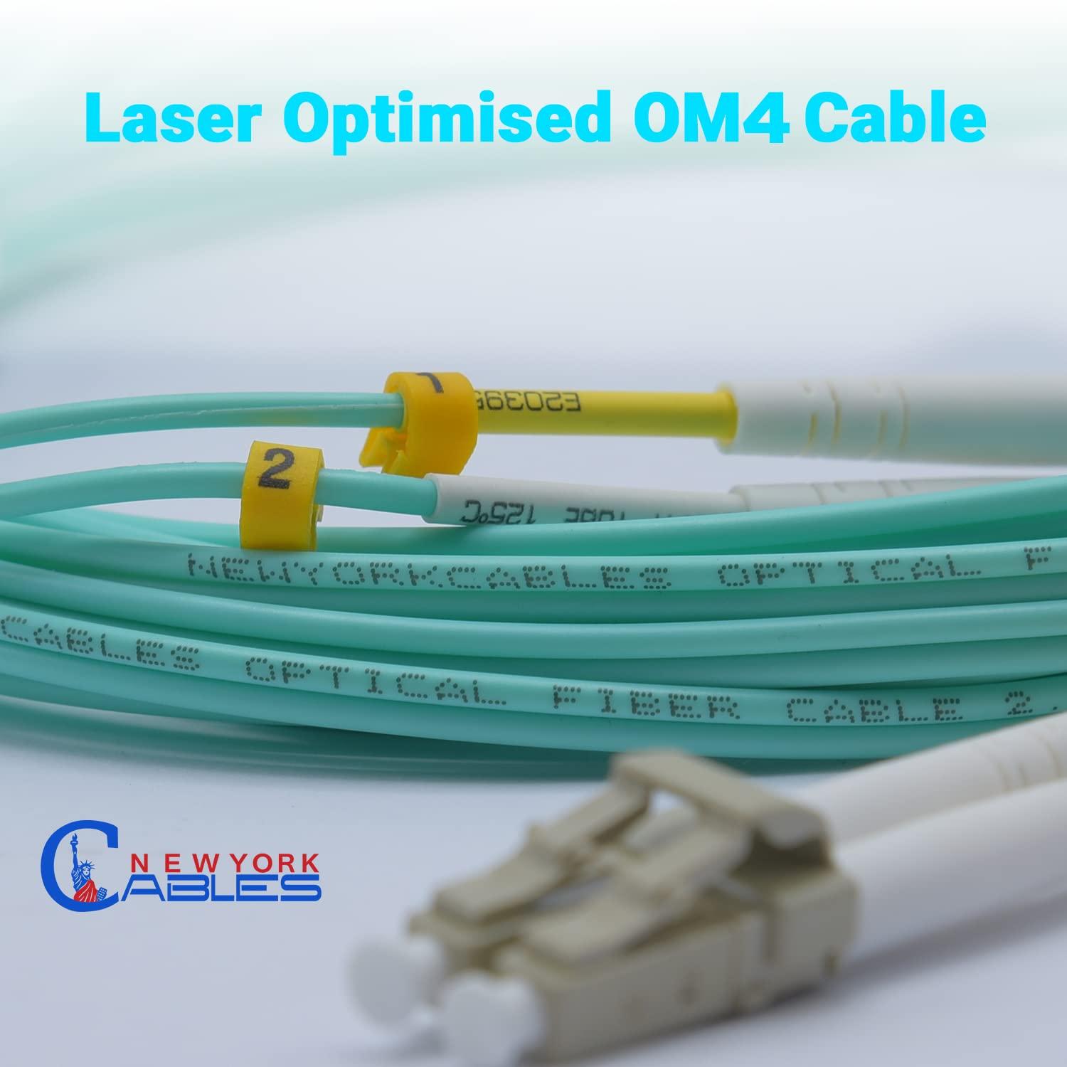 NewYork Cables NewYork Cables® Fiber Patch Cable | LC to LC Multimode Duplex OM4 50/125 Jumper Cord | 1M (3.28ft) 40gb Fiber Optic Cable (Aqua)