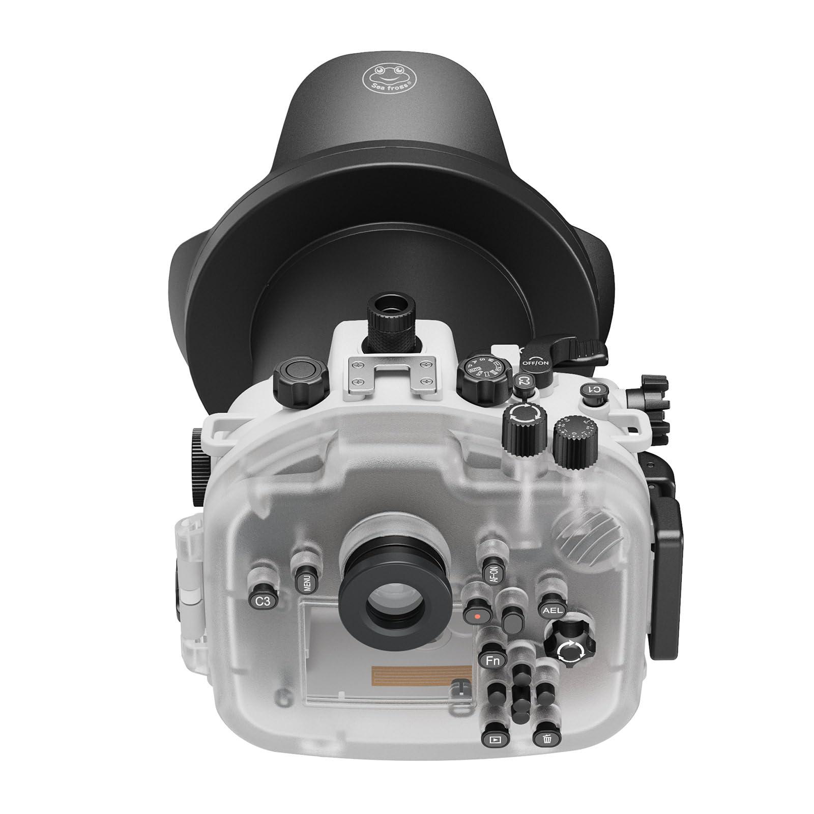 Sea frogs Seafrogs 40M/130FT Professional Underwater Camera housing for Sony A7 III (White) + Optical Acrylic 6" Dome Port with Zoom Rings for FE12-24 F4 and FE16-35 F4 Lens