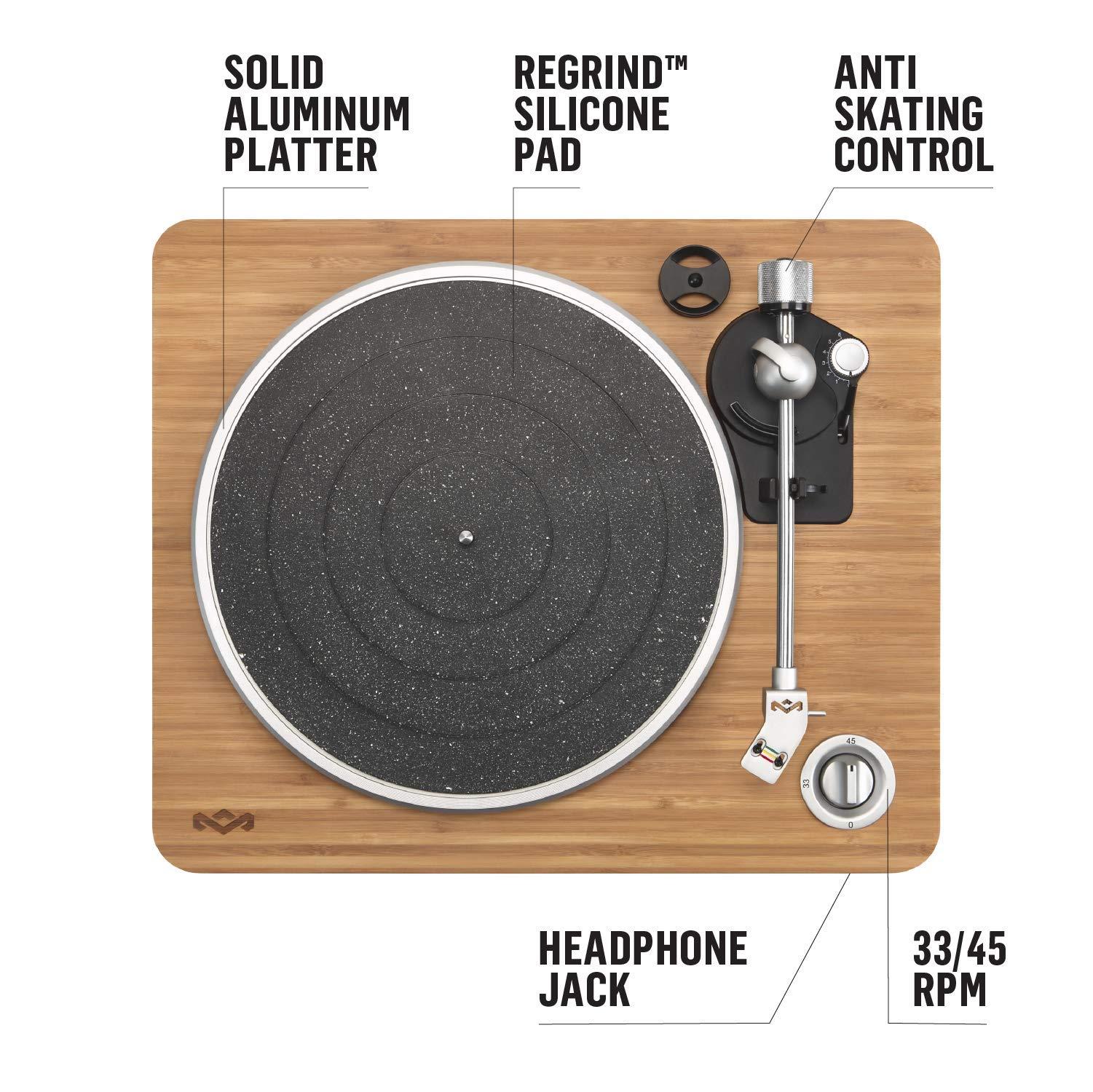 House of Marley House of Marley Stir It Up Turntable, Vinyl Record Player with 2 Speed Belt Drive for 33/45 RPM, Built in Pre-Amp, Headphone Jack and Made from Sustainable Materials. for Wired Speakers Only