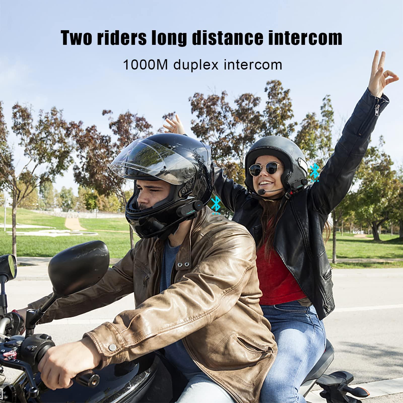 FreedConn FreedConn Motorcycle Bluetooth Headset TCOM VB with Helmet Communication System Music Sharing/Universal Pairing/2-3 Riders 800M Bluetooth Intercom Motorcycle Accessories(2 Pack)