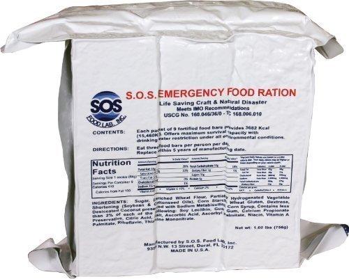 sos food labs inc S.O.S. Rations Emergency 3600 Calorie Food Bar - 3 Day / 72 Hour Package with 5 Year Shelf Life 4 pack