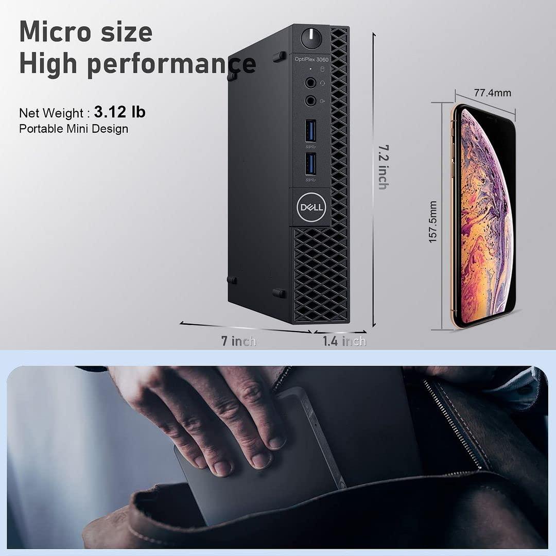 Dell Dell Mini PC Windows 11 Micro Computer OptiPlex 3060 Desktop,i7-8700T 16GB Ram 256GB M.2 NVMe M.2 SSD,AX210 Built-WiFi 6E,HDMI Dual Monitor Support,Wireless Keyboard Mouse (Renewed)
