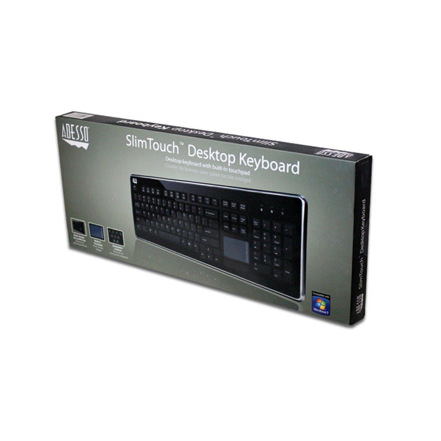 Adesso Adesso AKB-440UB SlimTouch Desktop Keyboard with Integrated Touchpad and Multimedia Hotkeys