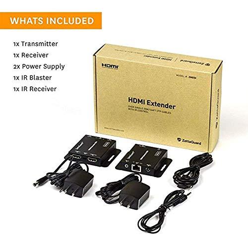 Zettaguard Zettaguard 164-Feet HDMI Extender Over Single CAT5/CAT6 Ethernet Cable with IR Control, 1080P & 3D Support with Vibrant