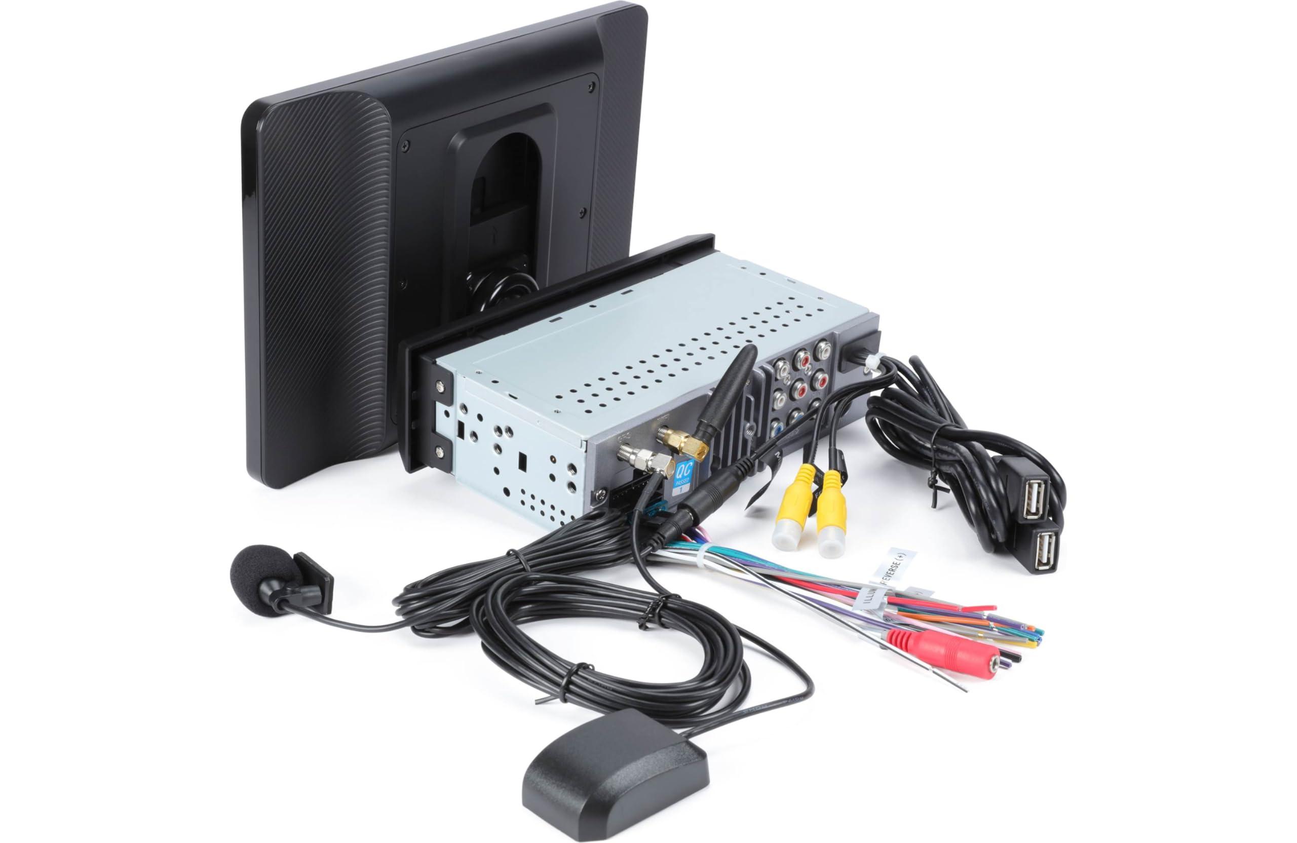 Jensen Jensen CAR1013 10.1-inch Certified Apple CarPlay Android Auto Wired or Wireless | Single DIN & Double DIN Touchscreen Car Stereo Radio | Bluetooth | Front & Rear Camera Inputs | USB Playback & Charge