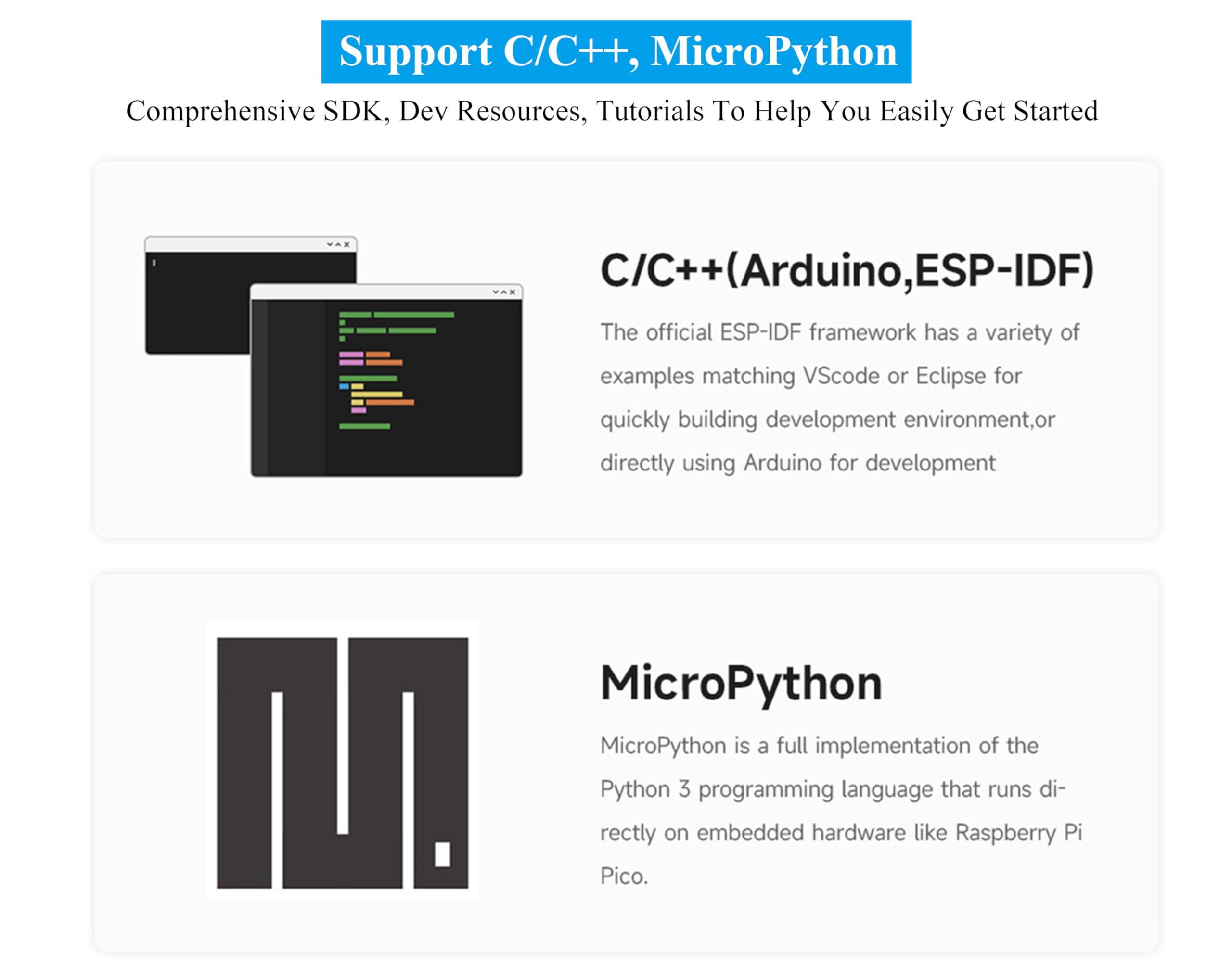 waveshare ESP32-S3 Mini Development Board, Based on ESP32-S3FH4R2 Dual-Core Processor, 240MHz Running Frequency, 2.4GHz W-i-F-i & Blue-Too-th 5, Onboard 4MB Flash Memory/2MB PSRAM