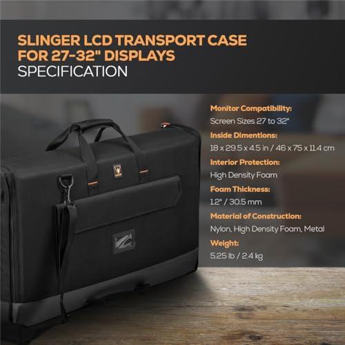 SLINGER Slinger SLINGER Foldable Padded Nylon Tote Carrying Case - LCD Transport Case for Displays, Computers, Monitors & TVs Between 27\" - 32\" - Water Resistant - Shoulder Strap & Handle Options