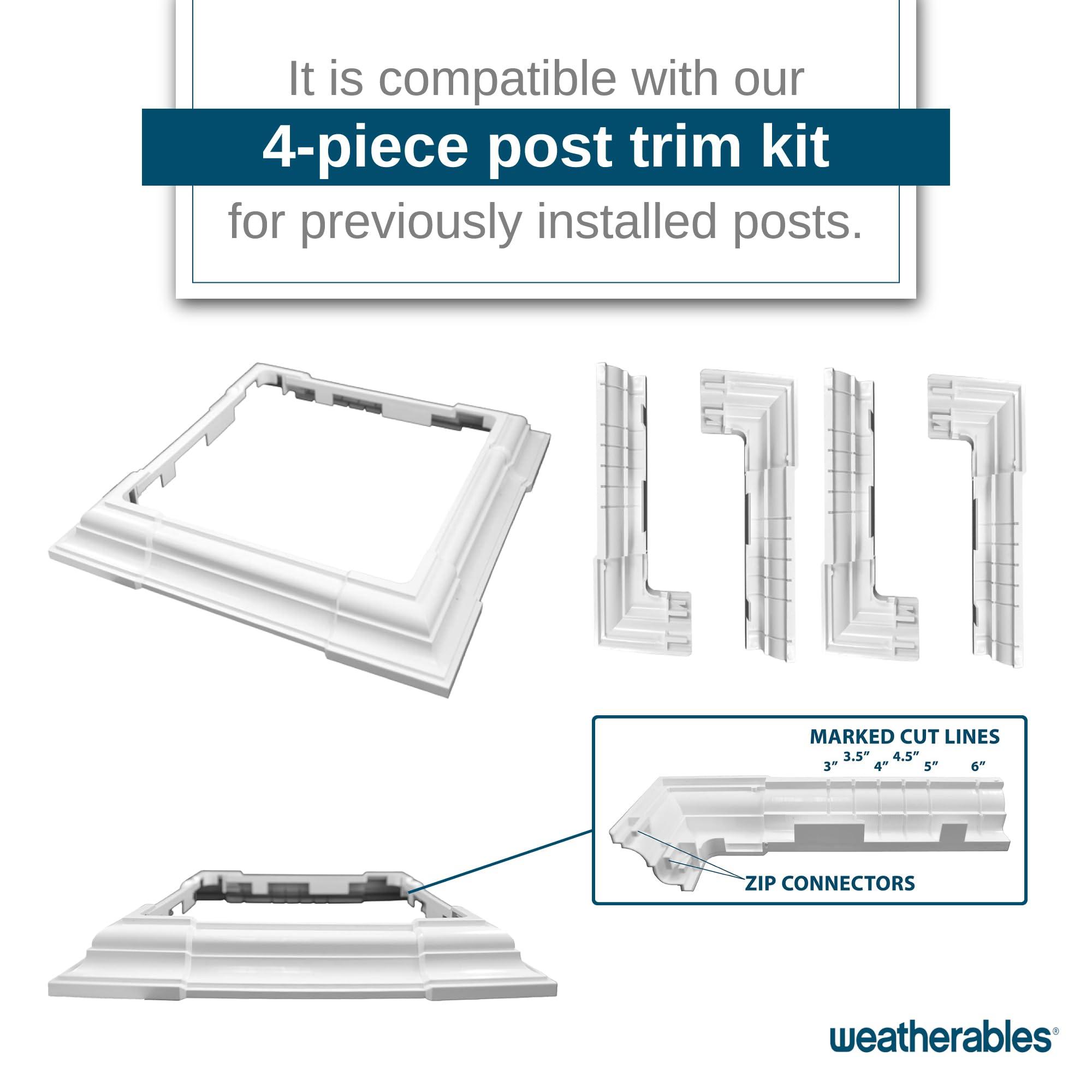 WEATHERABLES Weatherables 4x4 Vinyl Post Wrap Weatherproof Premium Outdoor Vinyl Porch Post Wrap with Fluted Design for Quickly Refreshing Existing Deck, Patio, and Porch Posts (4\"x4\"x102\", White Fluted)