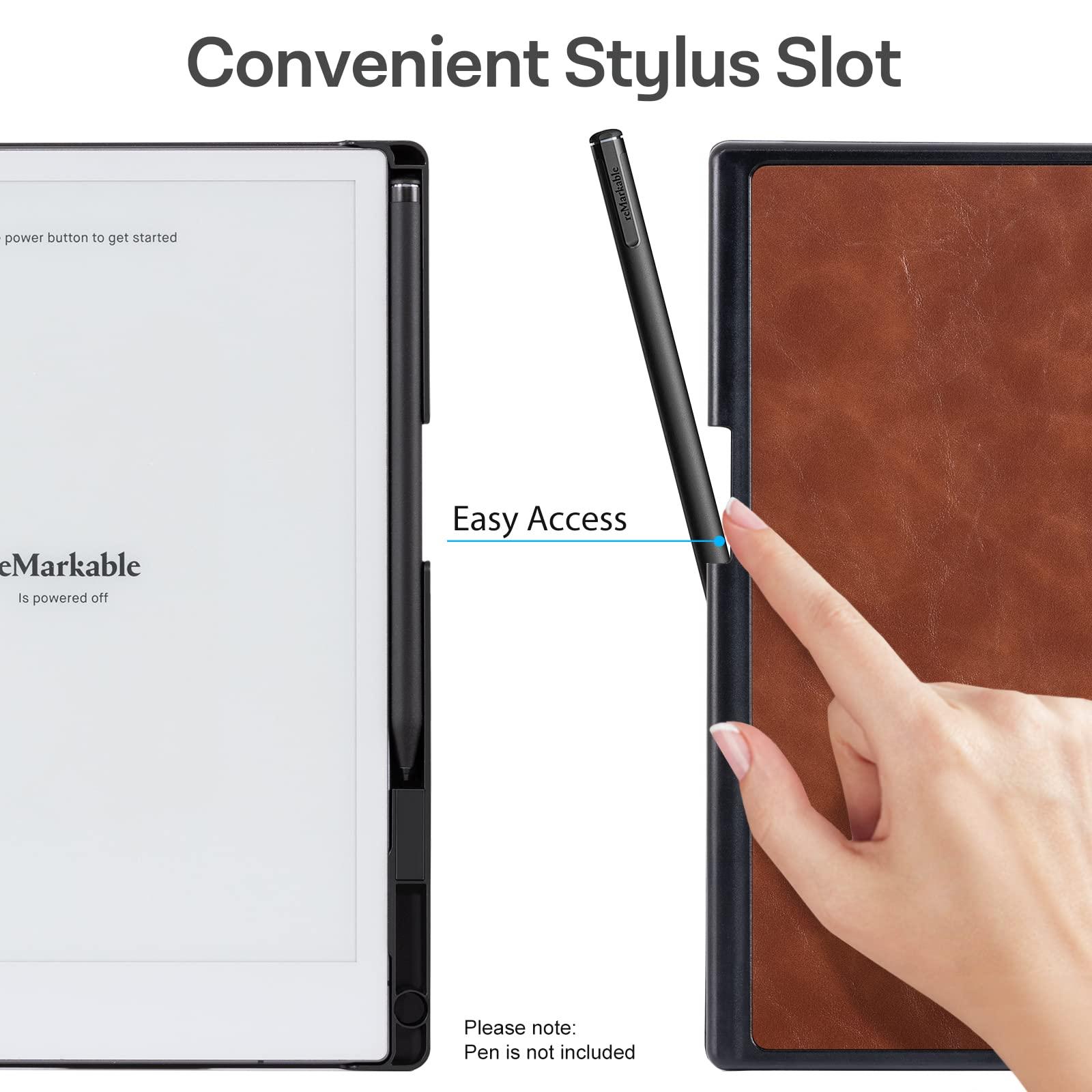 CoBak CoBak Case for Remarkable 2 Paper Tablet - Lightweight and Hard Back Shell Protective Book Folio Cover with Built-in Pen Holder - for 10.3\" 2020 Released (Brown)