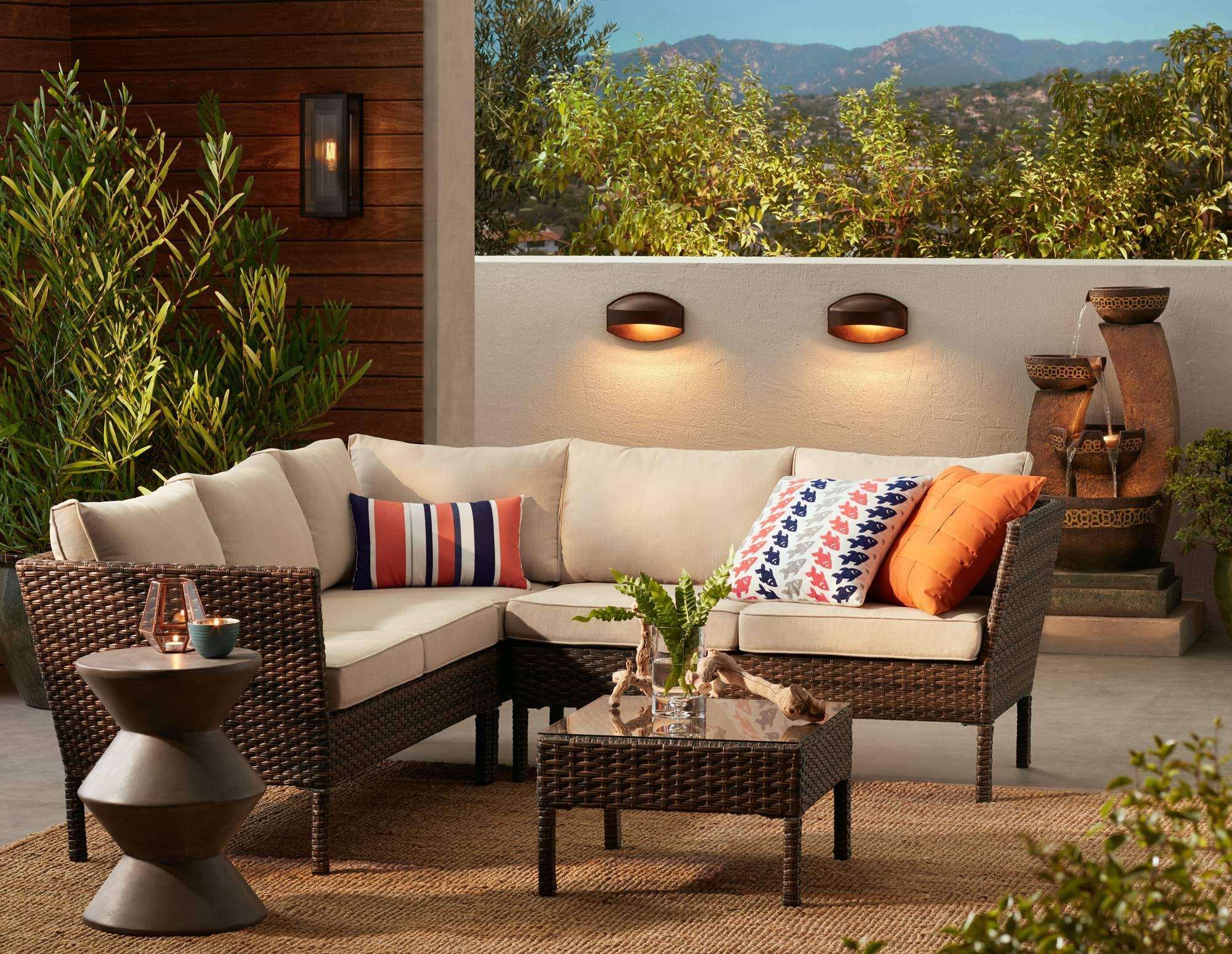 Possini Euro Design Possini Euro Design Xane Modern Outdoor Wall Light Fixture Halogen Bronze Metal 11\" Eyebrow Curving Frame Dark Sky Design for Exterior House Porch Patio Outside Deck Garage Front Door Garden Home