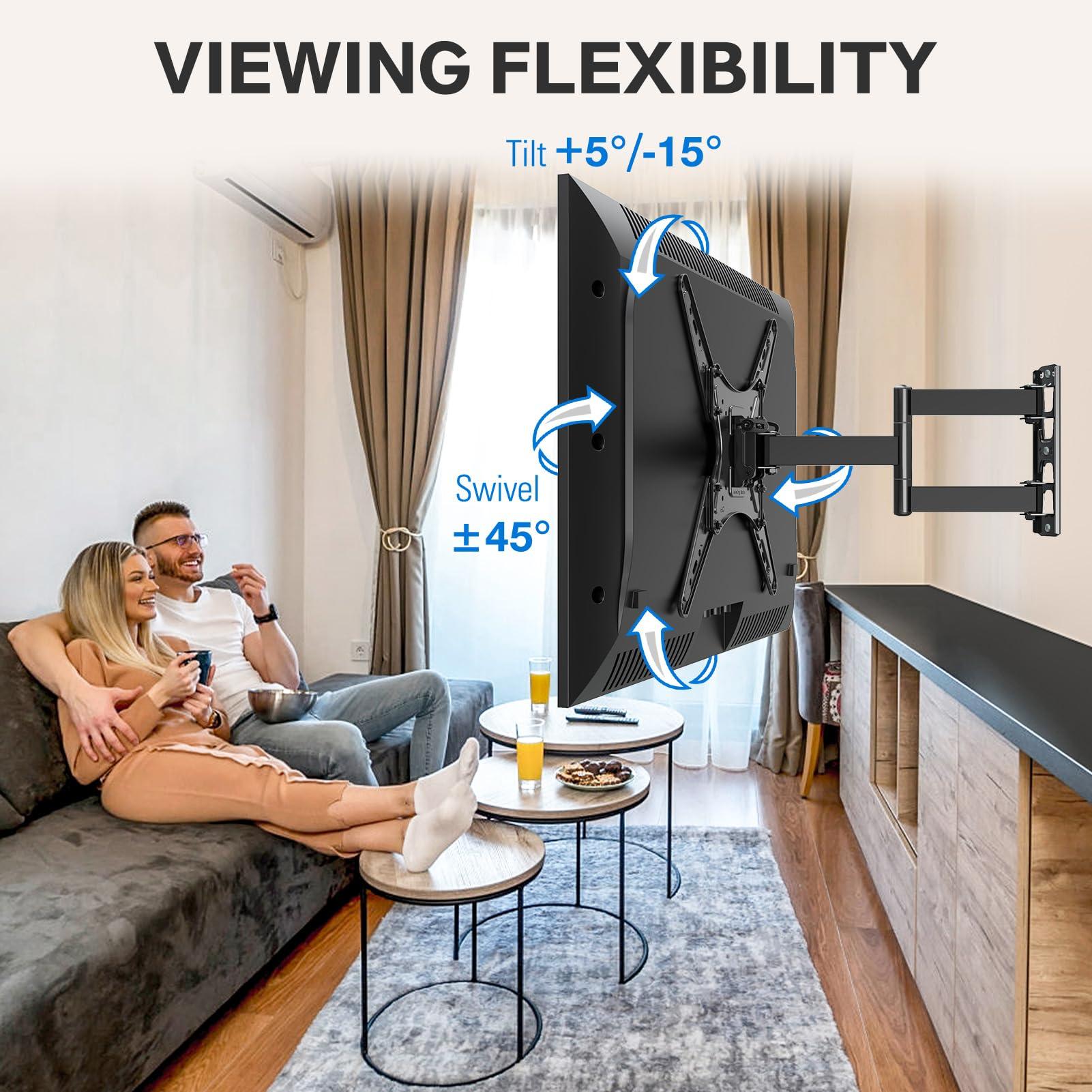 MOUNTUP MOUNTUP TV Wall Mount Full Motion Tilting TV Mount Bracket for Most 26-55 Inch Flat Curved TVs with Swivels Articulating Arms Max VESA 400X400mm and 88lbs Fits Single Stud MU0014