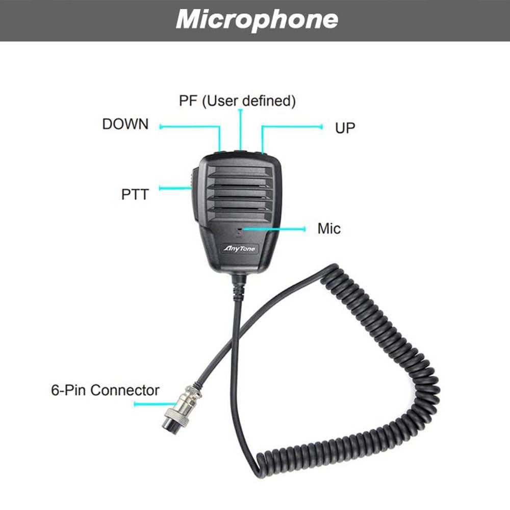 ANYSECU Anysecu AnyTone AT-6666pro 10 Meter Radio High Power 80 Watts Output FM/AM/USB/LSB/CW Mobile Transceiver with Programming Cable